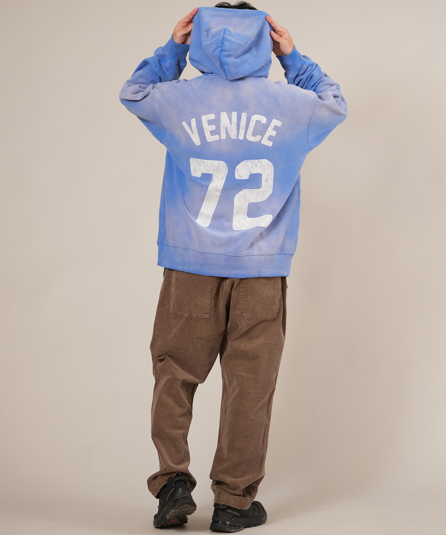 DEAR LAUREL ディアローレル プルオーバー パーカー メンズ 古着風 ヴィンテージ加工 D25F-1202 ムラサキスポーツ限定(BLK-M)