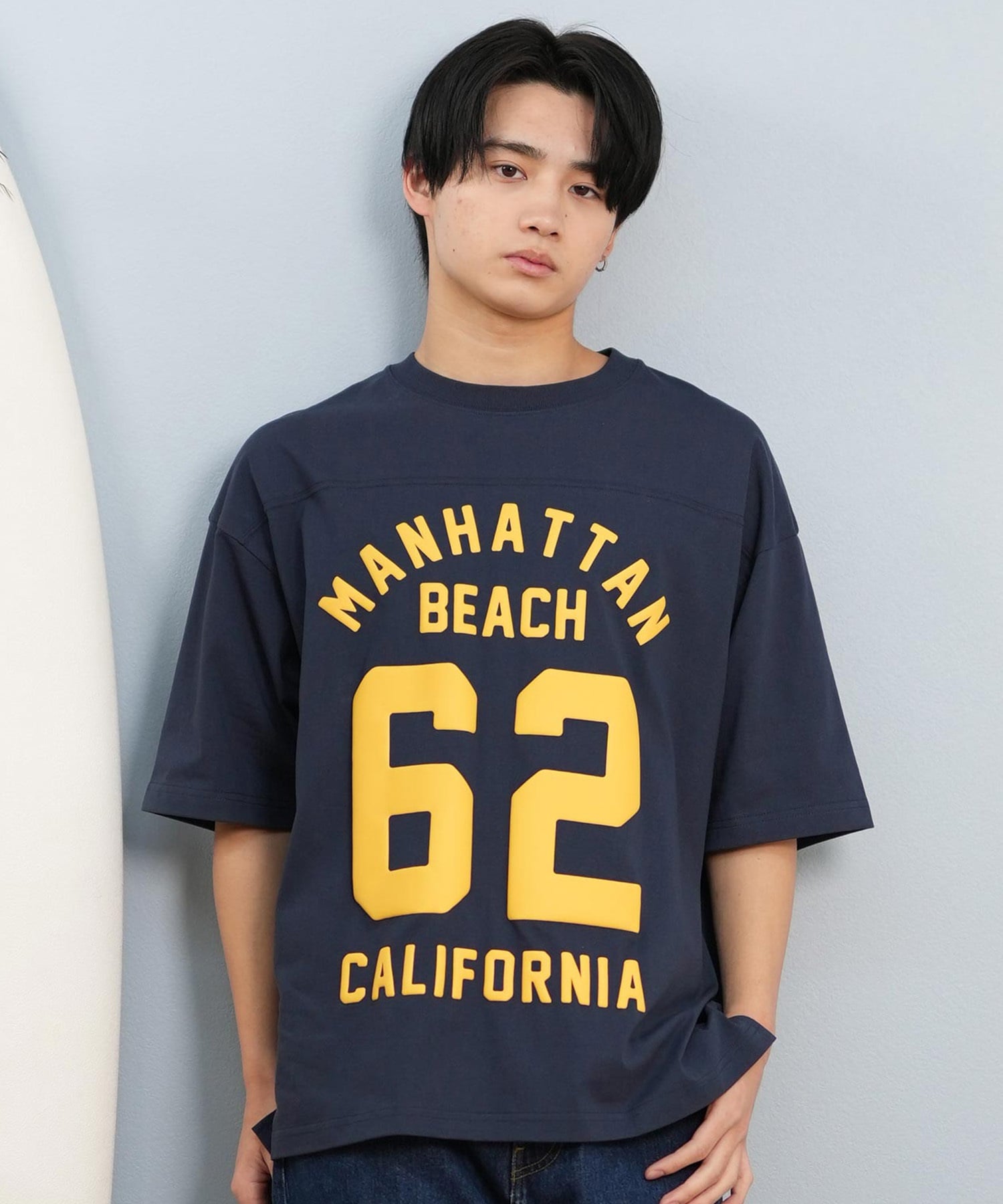 DEAR LAUREL ディアローレル 半袖 Tシャツ メンズ バックプリント 抗菌防臭 UVケア 接触冷感 CAL FOOTBALL TEE D25S2106(WHT-M)