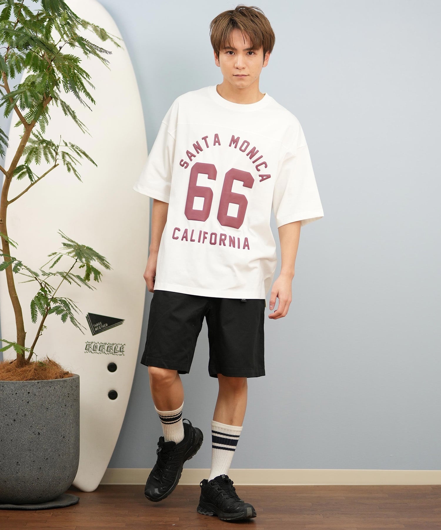 DEAR LAUREL ディアローレル 半袖 Tシャツ メンズ バックプリント 抗菌防臭 UVケア 接触冷感 CAL FOOTBALL TEE D25S2106(WHT-M)