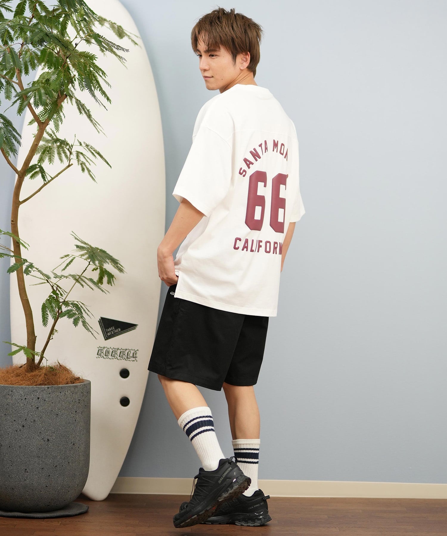 DEAR LAUREL ディアローレル 半袖 Tシャツ メンズ バックプリント 抗菌防臭 UVケア 接触冷感 CAL FOOTBALL TEE D25S2106(WHT-M)