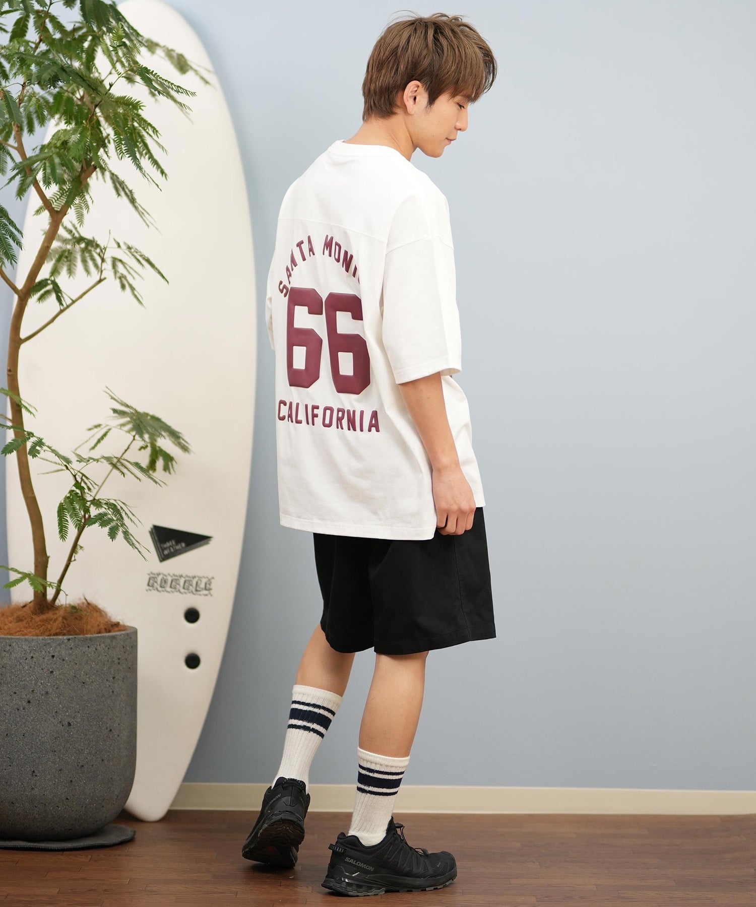 DEAR LAUREL ディアローレル 半袖 Tシャツ メンズ バックプリント 抗菌防臭 UVケア 接触冷感 CAL FOOTBALL TEE D25S2106(WHT-M)