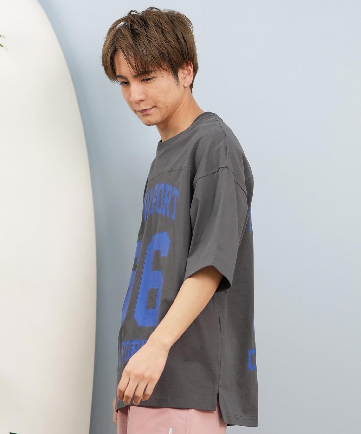 DEAR LAUREL ディアローレル 半袖 Tシャツ メンズ バックプリント 抗菌防臭 UVケア 接触冷感 CAL FOOTBALL TEE D25S2106(WHT-M)