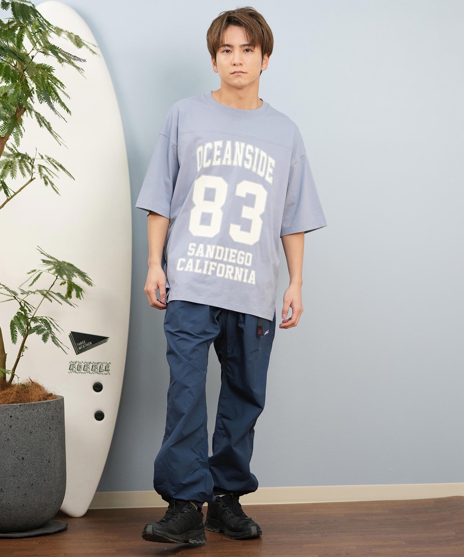 DEAR LAUREL ディアローレル 半袖 Tシャツ メンズ バックプリント 抗菌防臭 UVケア 接触冷感 CAL FOOTBALL TEE D25S2106(WHT-M)