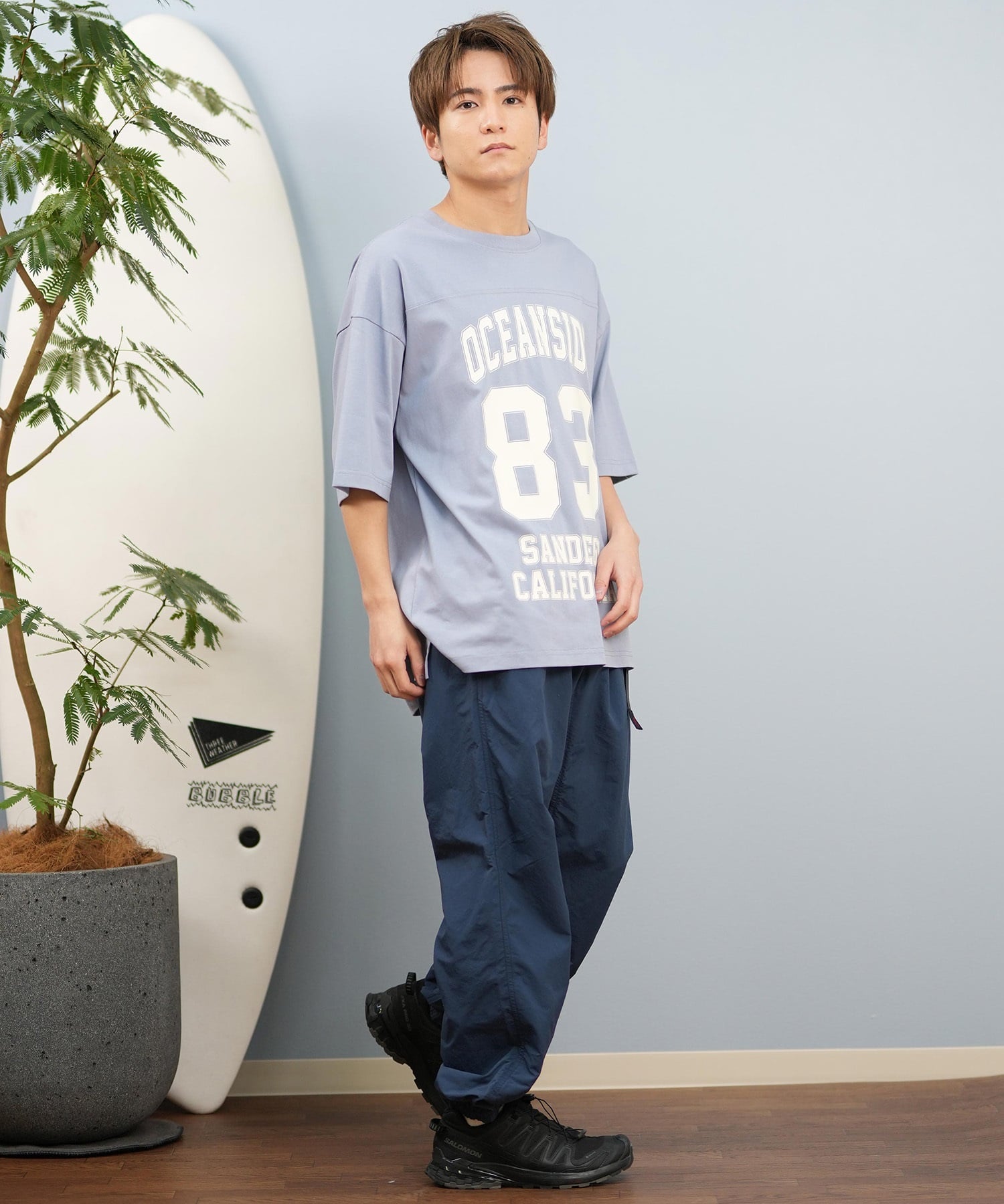 DEAR LAUREL ディアローレル 半袖 Tシャツ メンズ バックプリント 抗菌防臭 UVケア 接触冷感 CAL FOOTBALL TEE D25S2106(WHT-M)