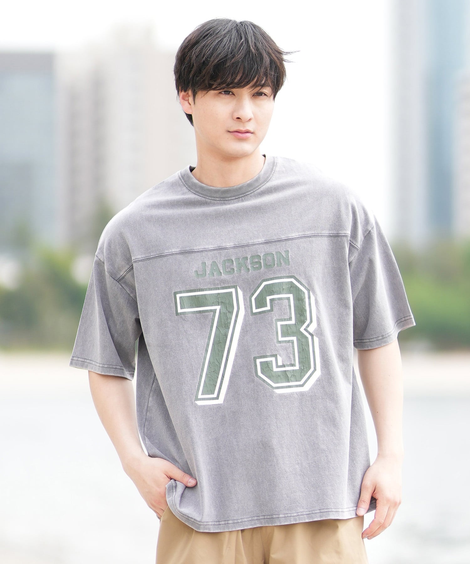 DEAR LAUREL ディアローレル 半袖 Tシャツ メンズ バックプリント ヴィンテージ風 JM FOOTBALL TEE DL25S-JM05(OFF-M)
