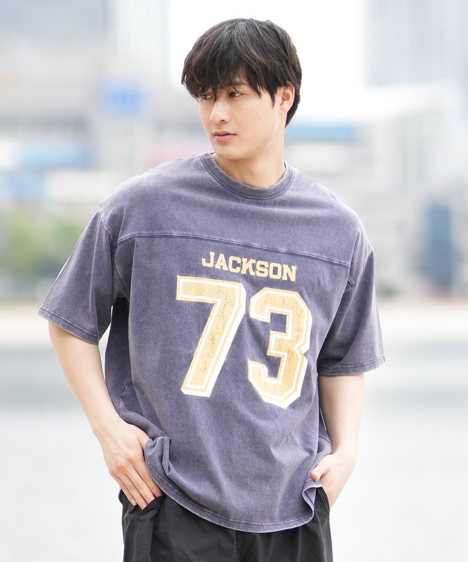 DEAR LAUREL ディアローレル 半袖 Tシャツ メンズ バックプリント ヴィンテージ風 JM FOOTBALL TEE DL25S-JM05(OFF-M)