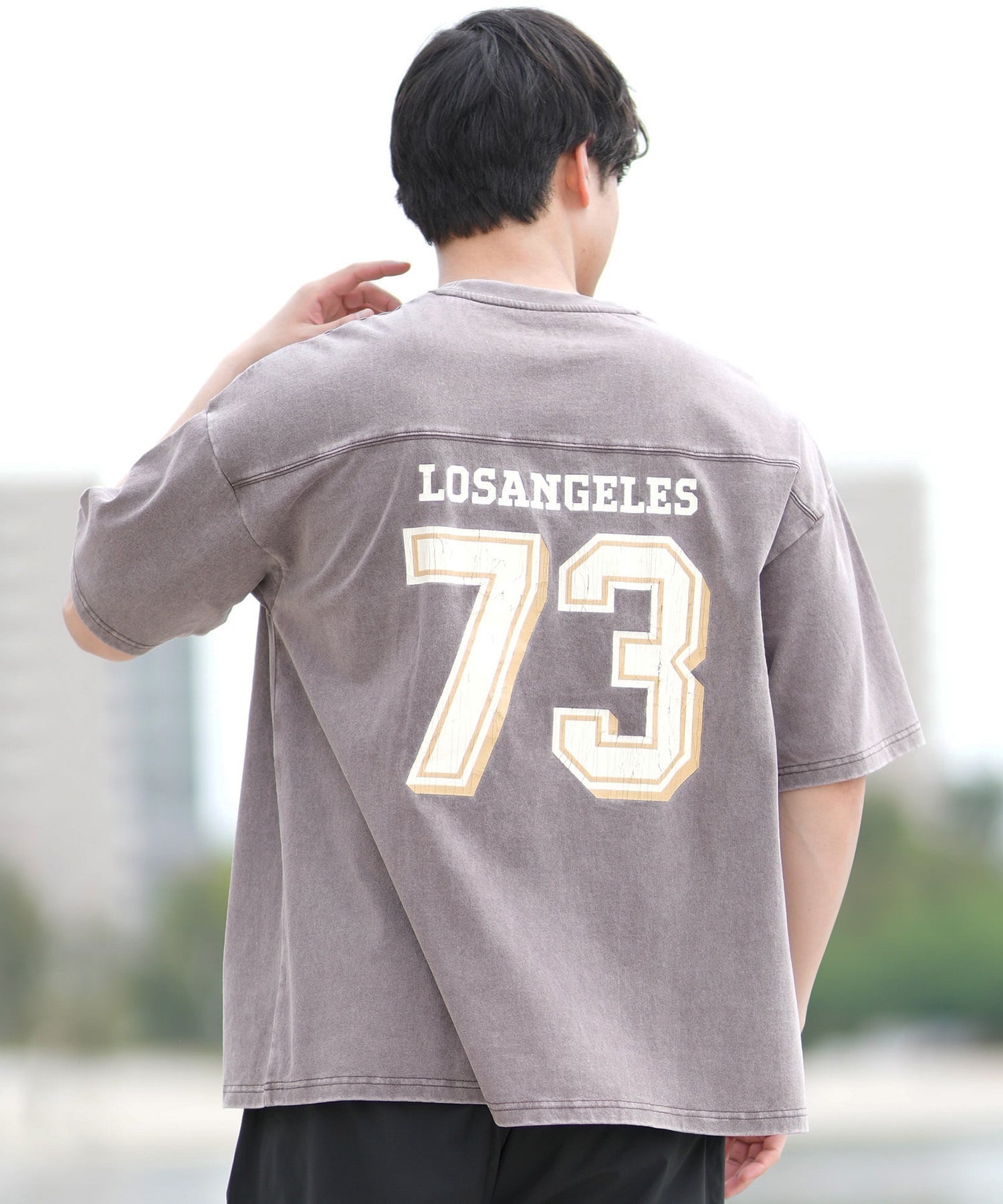 DEAR LAUREL ディアローレル 半袖 Tシャツ メンズ バックプリント ヴィンテージ風 JM FOOTBALL TEE DL25S-JM05(OFF-M)