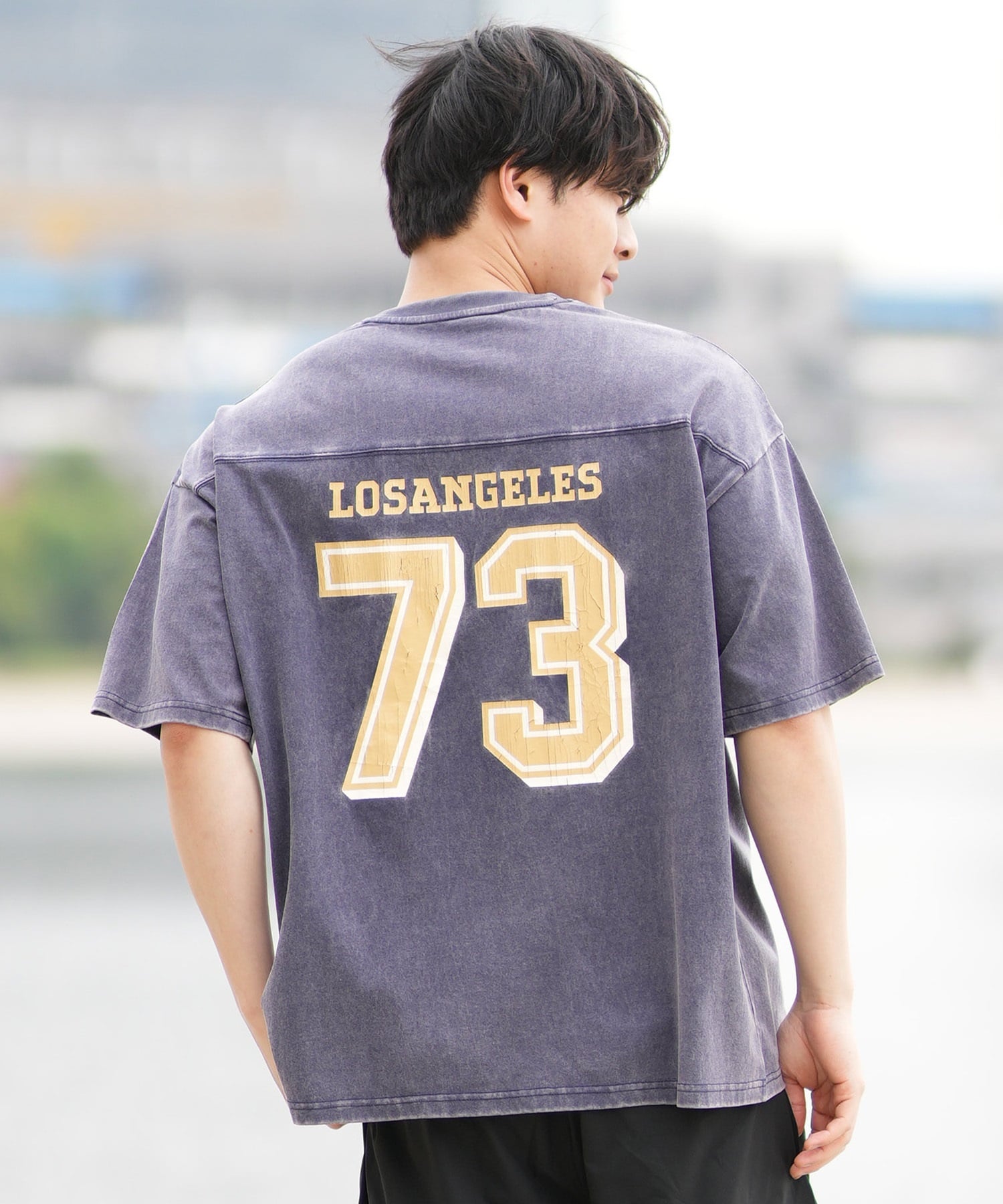 DEAR LAUREL ディアローレル 半袖 Tシャツ メンズ バックプリント ヴィンテージ風 JM FOOTBALL TEE DL25S-JM05(OFF-M)