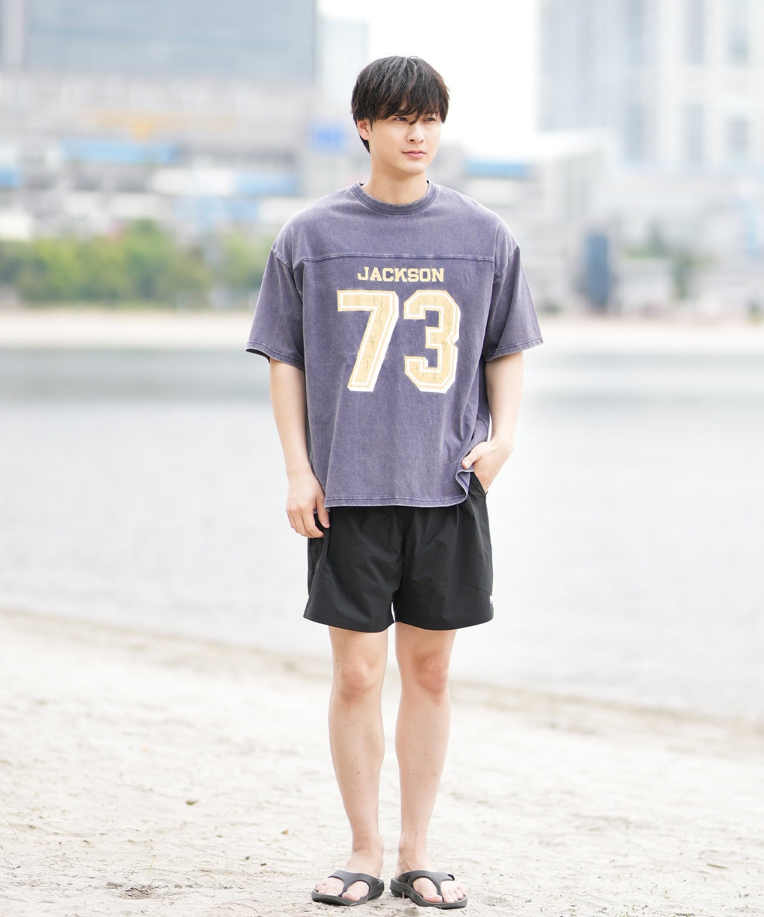 DEAR LAUREL ディアローレル 半袖 Tシャツ メンズ バックプリント ヴィンテージ風 JM FOOTBALL TEE DL25S-JM05(OFF-M)