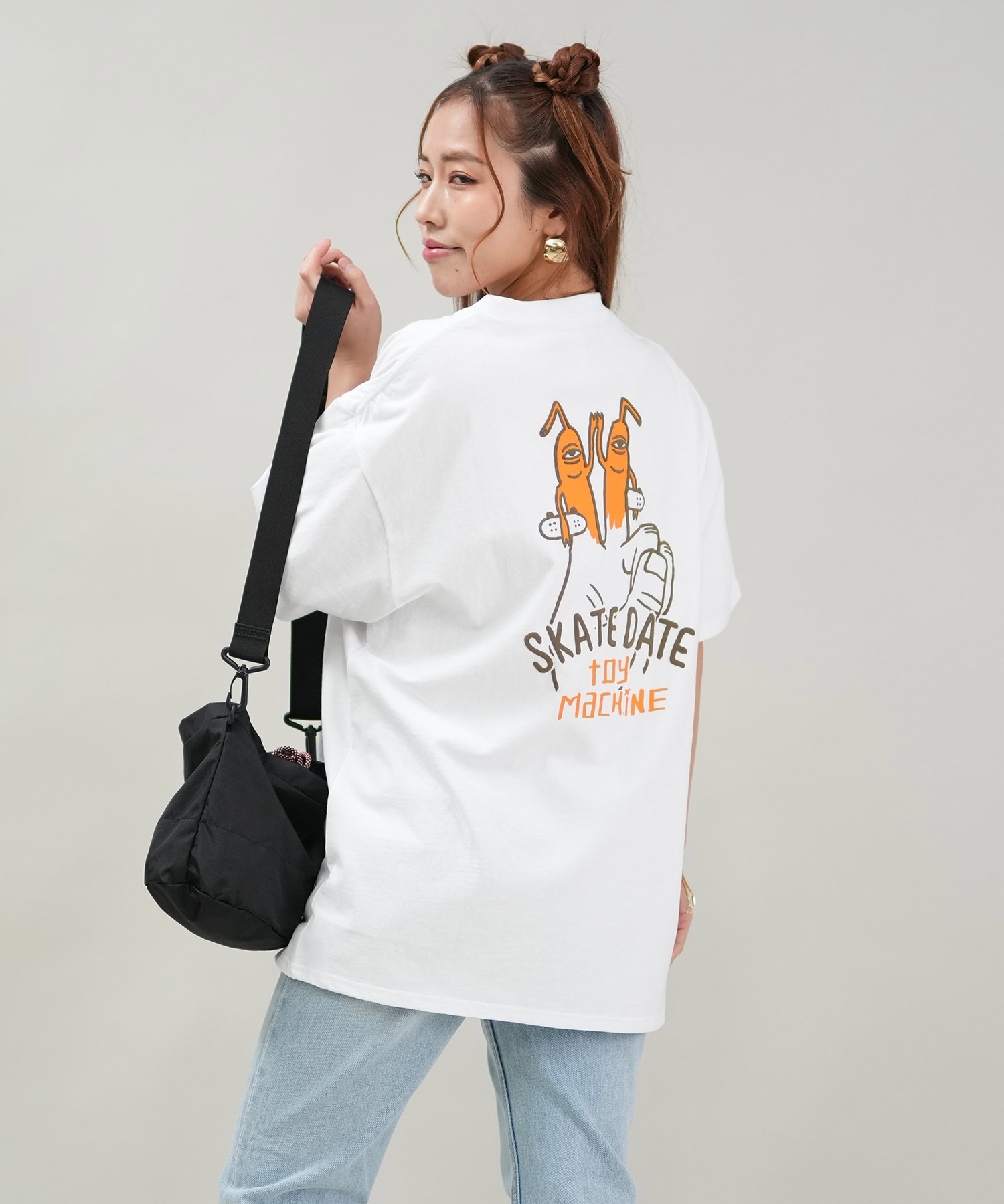 TOY MACHINE トイマシーン 半袖 Tシャツ レディース バックプリント オーバーサイズ MTMSFST15 ムラサキスポーツ限定(WHITE-M)