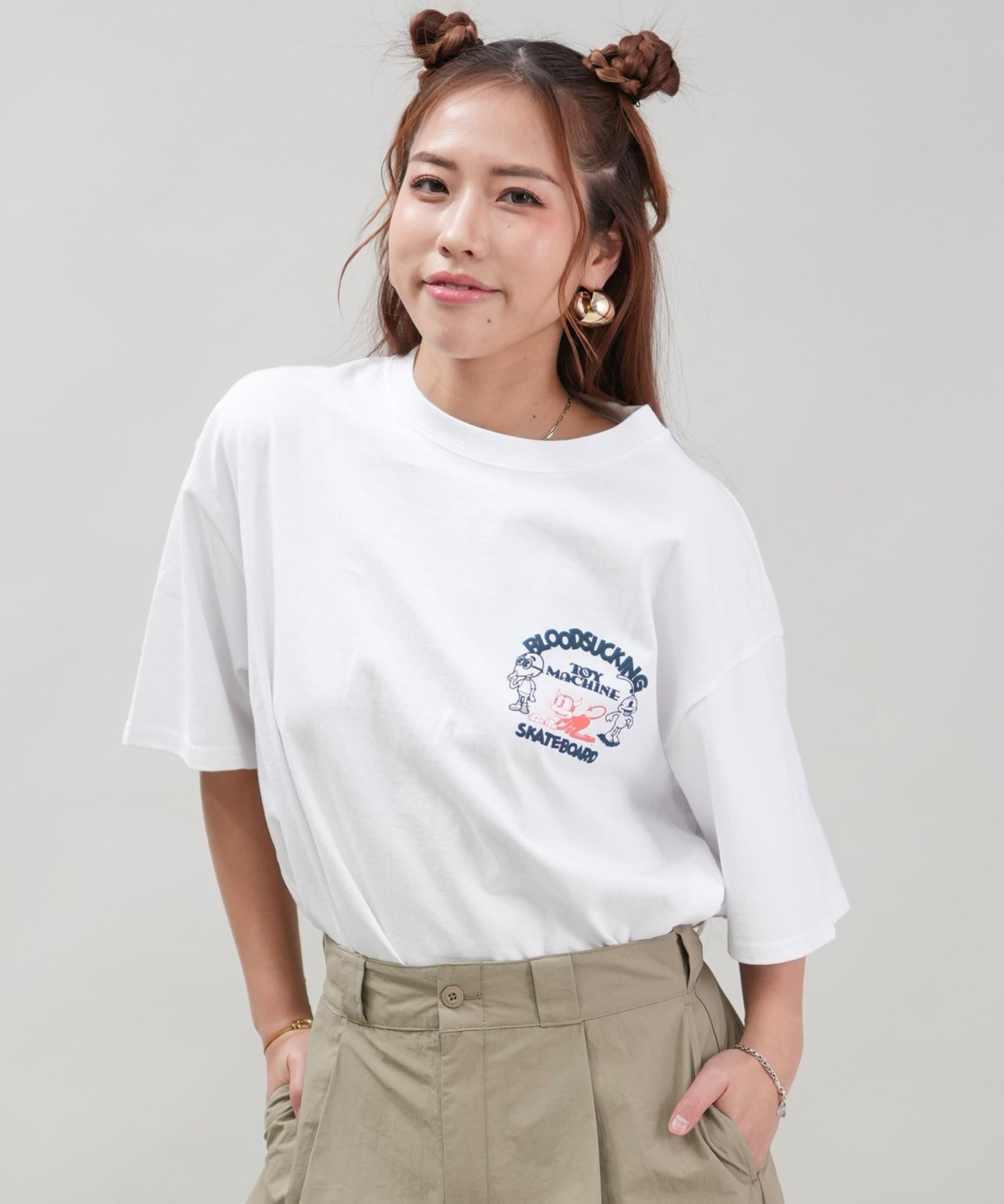 TOY MACHINE トイマシーン 半袖 Tシャツ レディース バックプリント オーバーサイズ MTMSFST16 ムラサキスポーツ限定(WHITE-M)