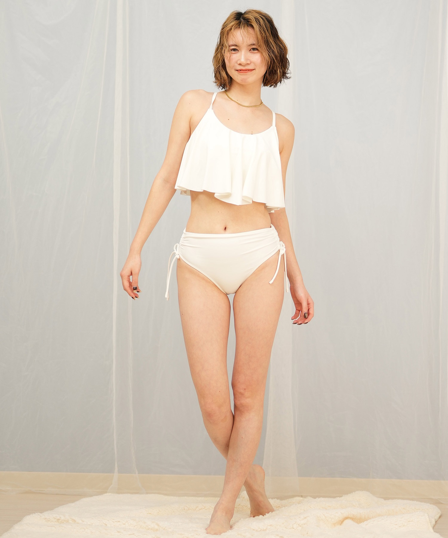 Beach Queen ビーチクイーン 水着 レディース  フリル ブラ 403800(WHT-9)