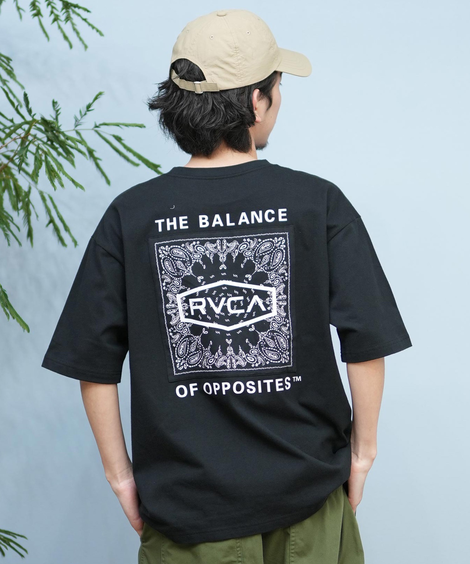 RVCA ルーカ 半袖 Tシャツ メンズ バックプリント BOXロゴ バンダナ柄 BF041-P20(WHT-S)