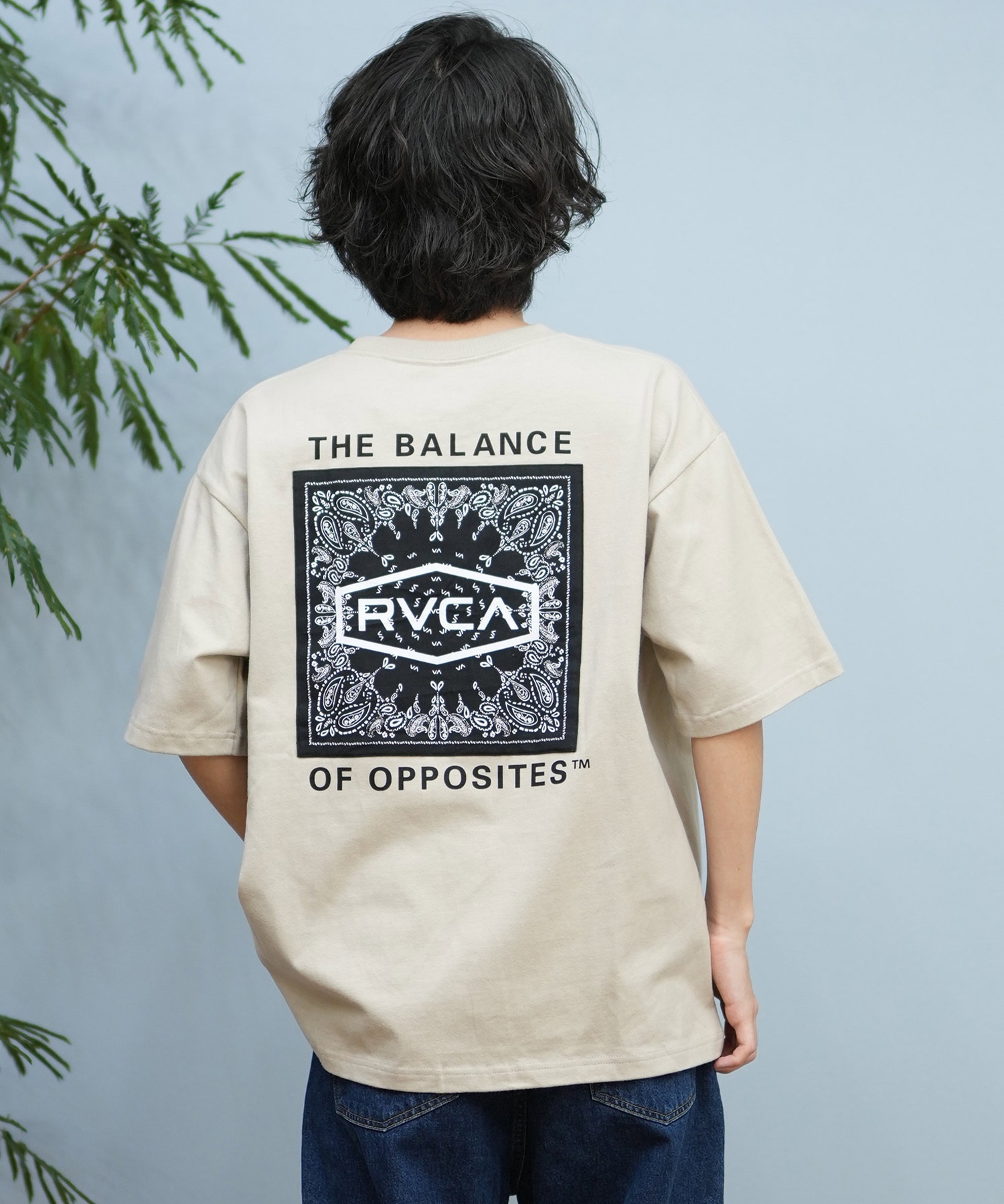 RVCA ルーカ 半袖 Tシャツ メンズ バックプリント BOXロゴ バンダナ柄 BF041-P20(WHT-S)