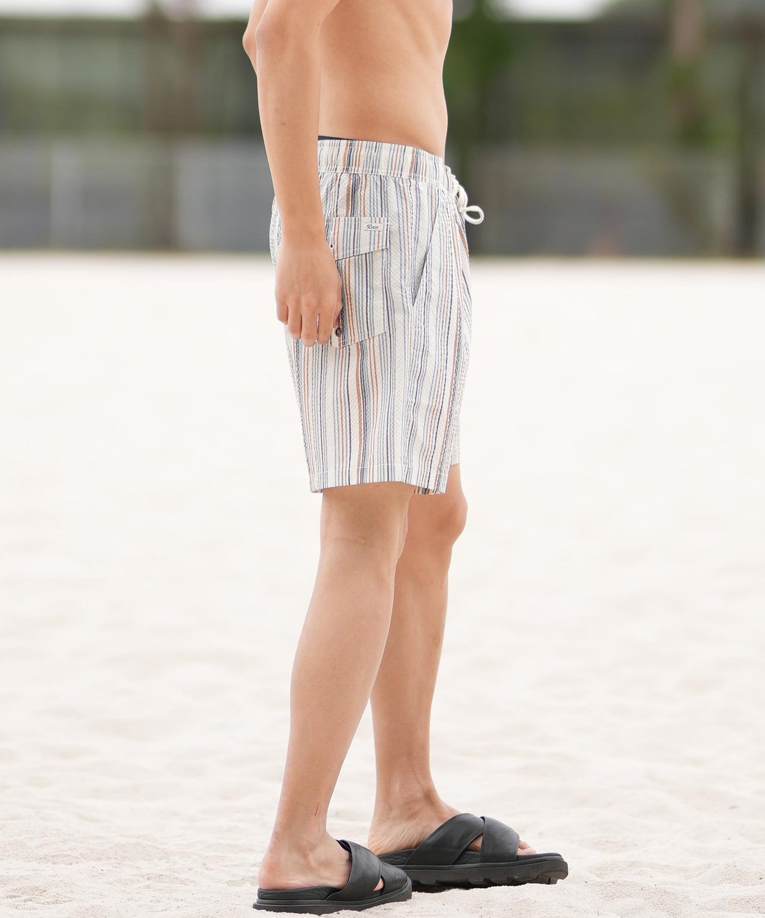 RVCA ルーカ 水着 トランクス メンズ ボードショーツ サーフパンツ ストライプ柄 17インチ 水陸両用 BF041-505(NAT-S)