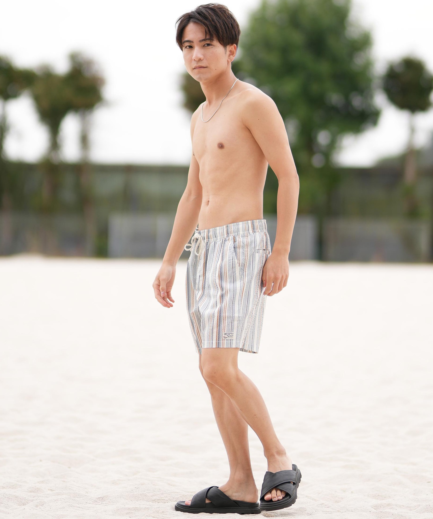 RVCA ルーカ 水着 トランクス メンズ ボードショーツ サーフパンツ ストライプ柄 17インチ 水陸両用 BF041-505(NAT-S)