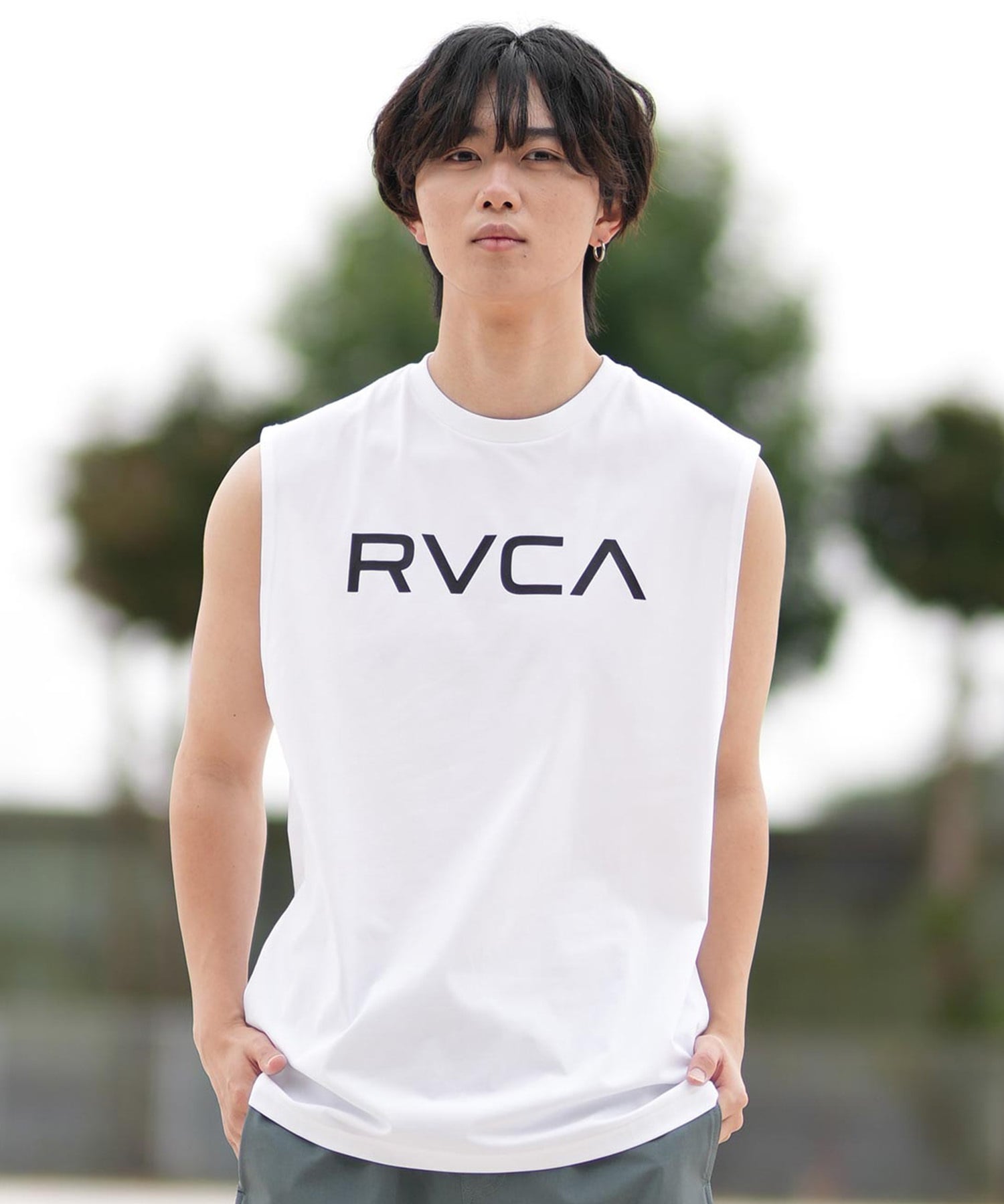 RVCA ルーカ ラッシュガード メンズ タンクトップ バックプリント UVカット 吸水速乾 水陸両用 BF041-878(WHT-S)