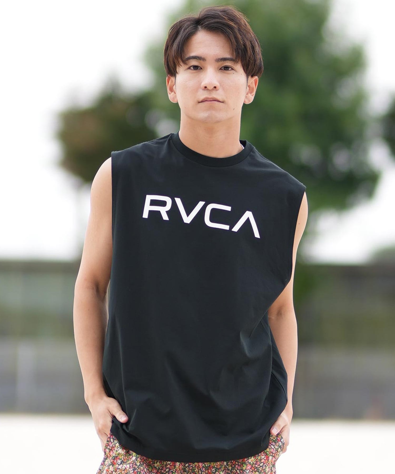 RVCA ルーカ ラッシュガード メンズ タンクトップ バックプリント UVカット 吸水速乾 水陸両用 BF041-878(WHT-S)