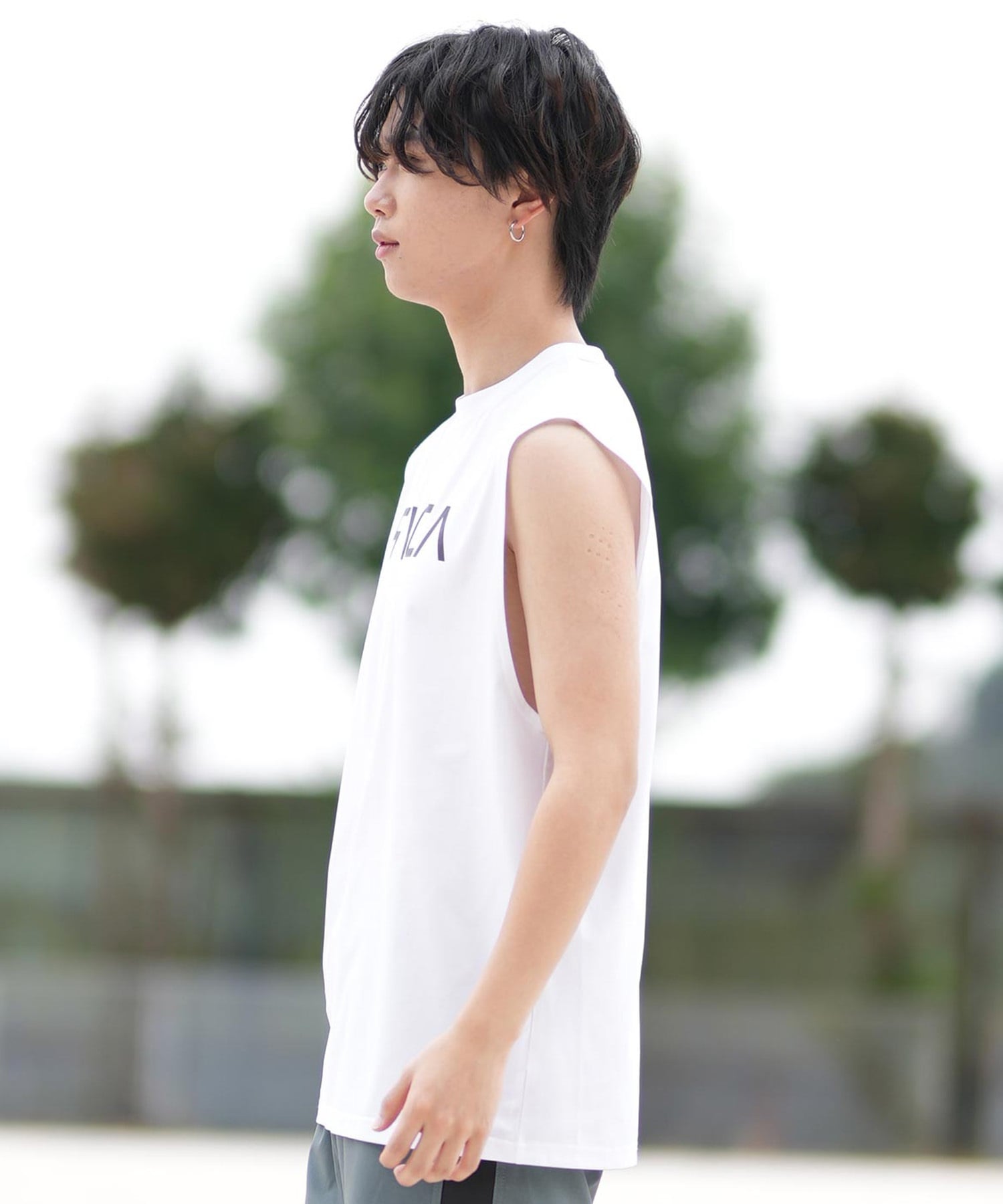 RVCA ルーカ ラッシュガード メンズ タンクトップ バックプリント UVカット 吸水速乾 水陸両用 BF041-878(WHT-S)