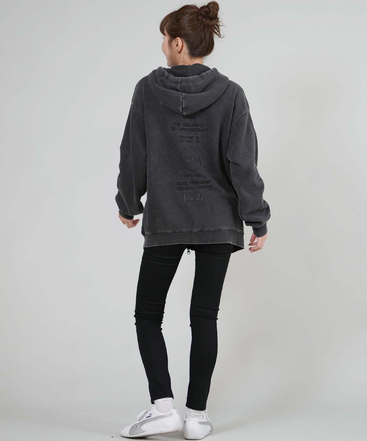 RVCA ルーカ ジップアップ パーカー レディース バックプリント ロゴ BF044-P02(BLK-M)