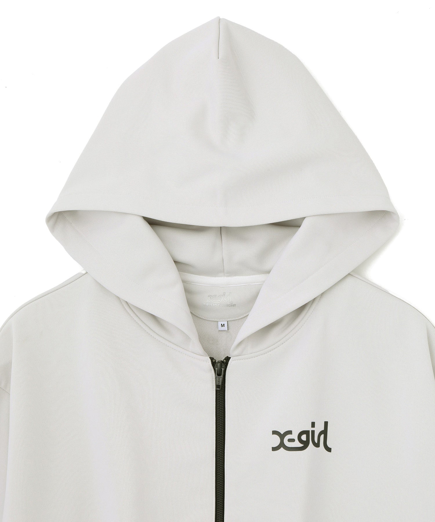 X-girl SPORTS エックスガールスポーツ ジップアップ パーカー レディース クロップド丈 ショート丈 ロゴ セットアップ対応 155253012001(BK-M)