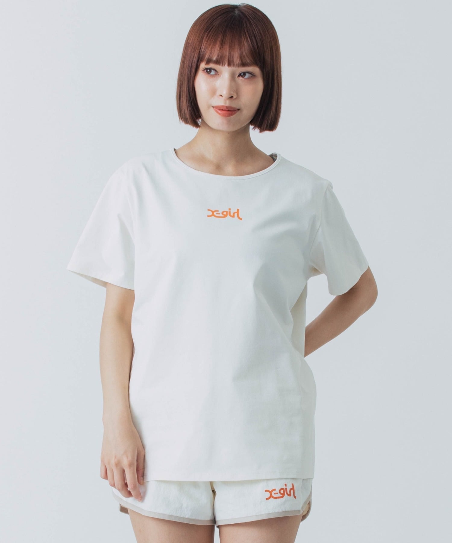 X-girl SPORTSエックスガールスポーツ半袖 Tシャツ レディース UVカット 吸水速乾 接触冷感 155251013006(WHITE-M)