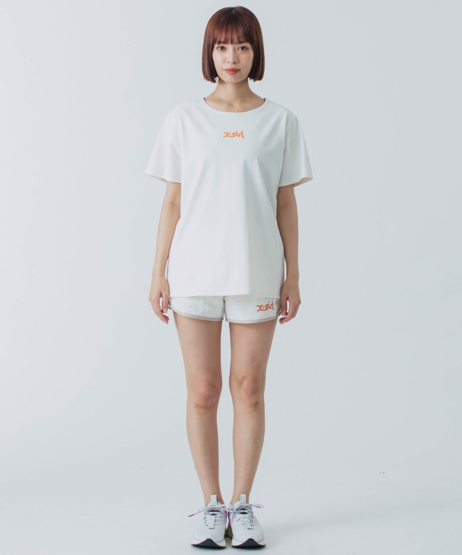 X-girl SPORTSエックスガールスポーツ半袖 Tシャツ レディース UVカット 吸水速乾 接触冷感 155251013006(WHITE-M)