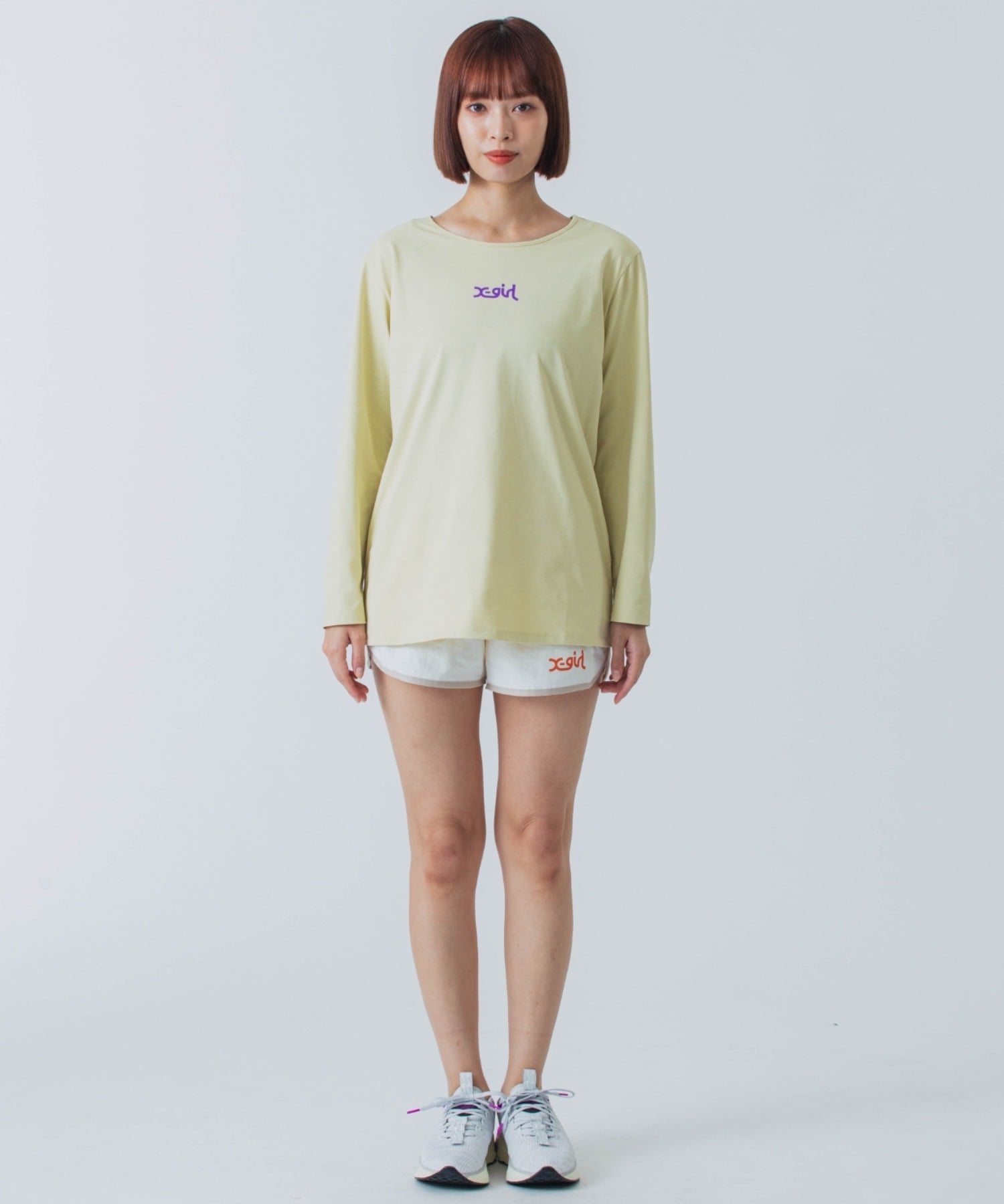 X-girl SPORTSエックスガールスポーツ長袖 Tシャツ レディース ロンT UVカット 吸水速乾 接触冷感 155251013004(WHITE-M)