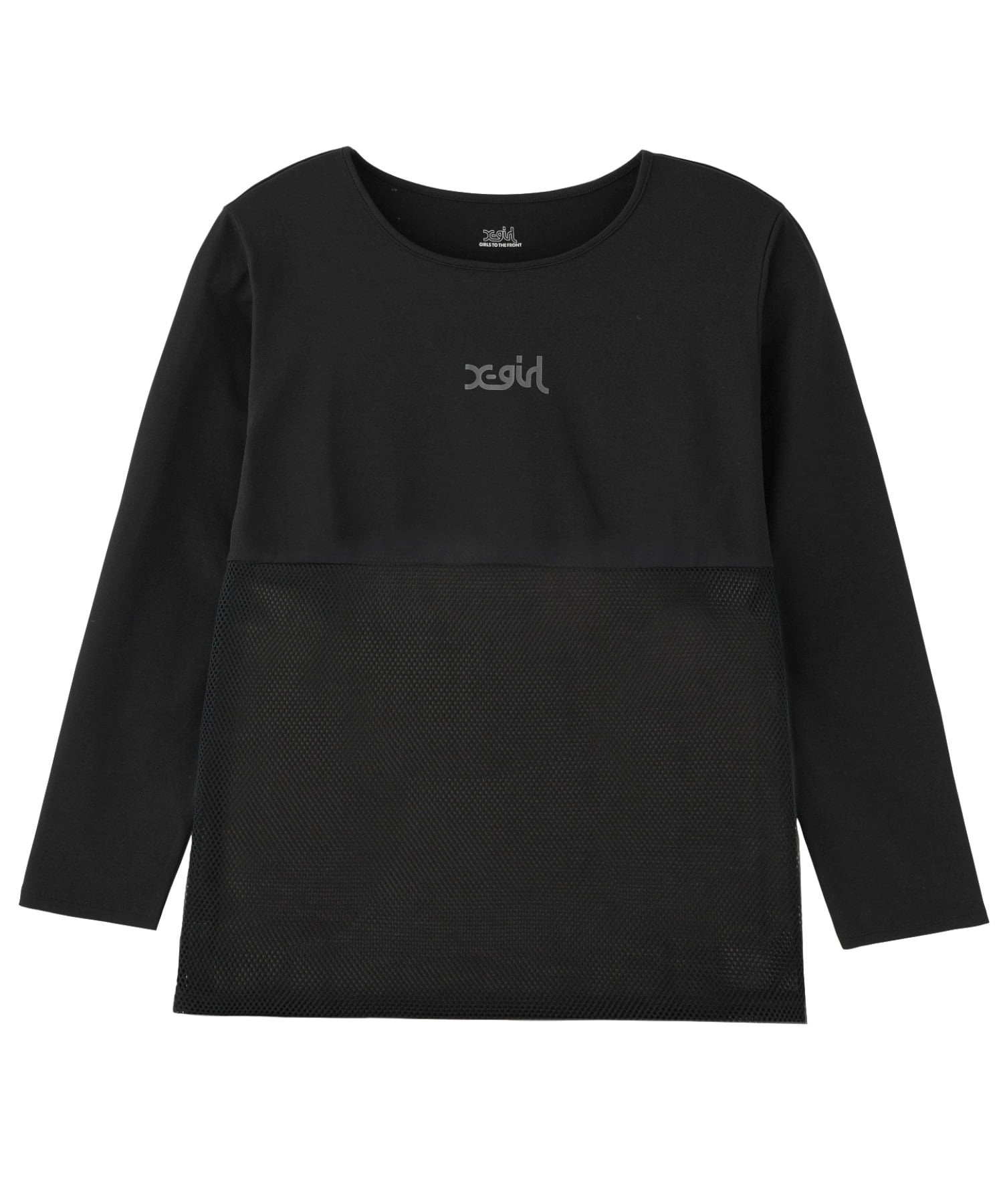 X-girl SPORTSエックスガールスポーツ長袖 Tシャツ レディース ロンT メッシュ UVカット 吸水速乾 接触冷感 155251013008(WHITE-M)