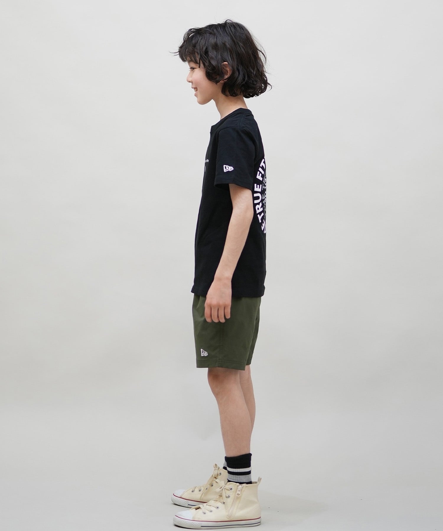 NEW ERA ニューエラ 半袖 Tシャツ キッズ バックプリント Youth 半袖 コットン Tシャツ Circle OOTTF 14414391(BLK-130cm)