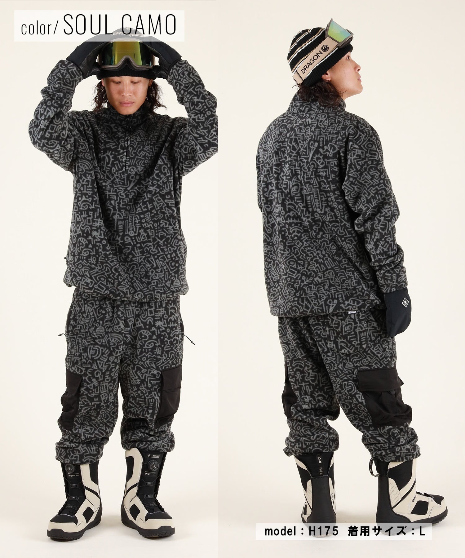 AUTUMN オータム VORTEX FLEECE スノーボード ウェア インナーウェア ユニセックス ムラサキスポーツ 25-26モデル MM D25【2526】(BARKCAMO-S)