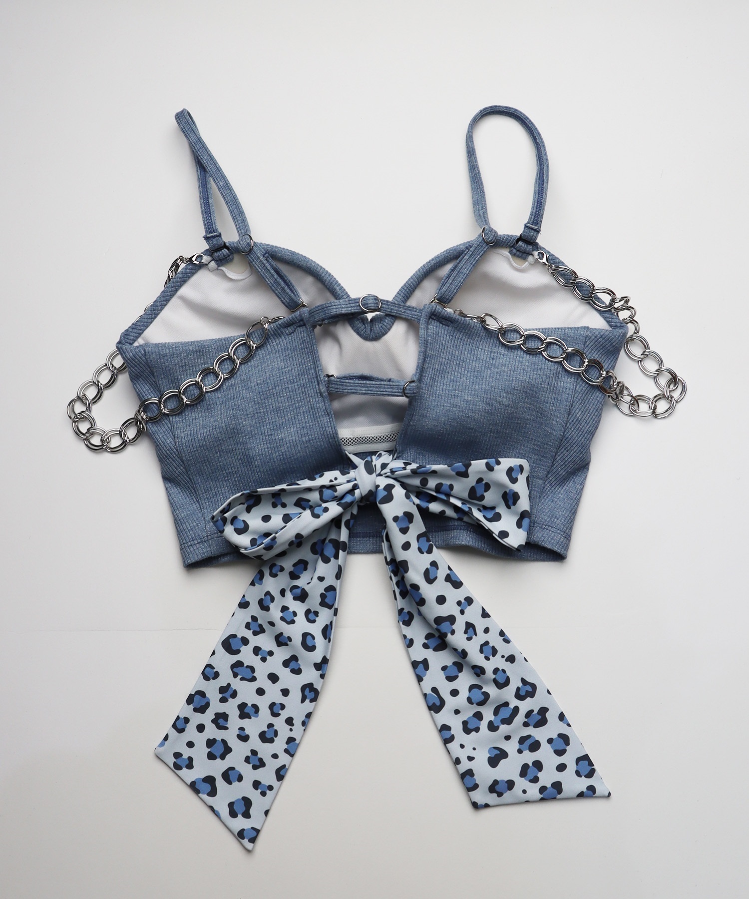 GYDA ジェイダ 水着 レディース バンドゥ アニマル柄 リブ素材 チェーン付 404050(WHT-9)