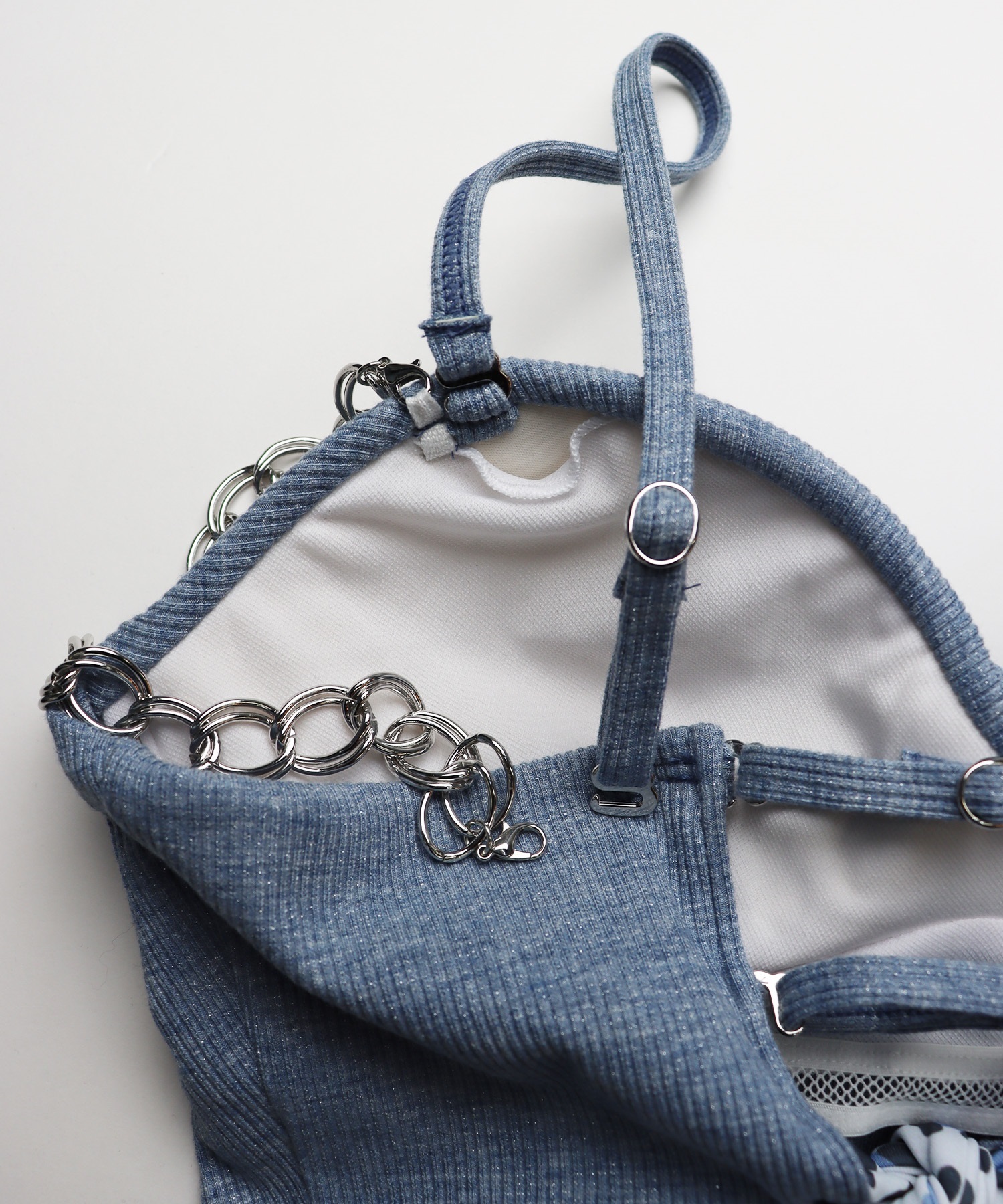 GYDA ジェイダ 水着 レディース バンドゥ アニマル柄 リブ素材 チェーン付 404050(WHT-9)