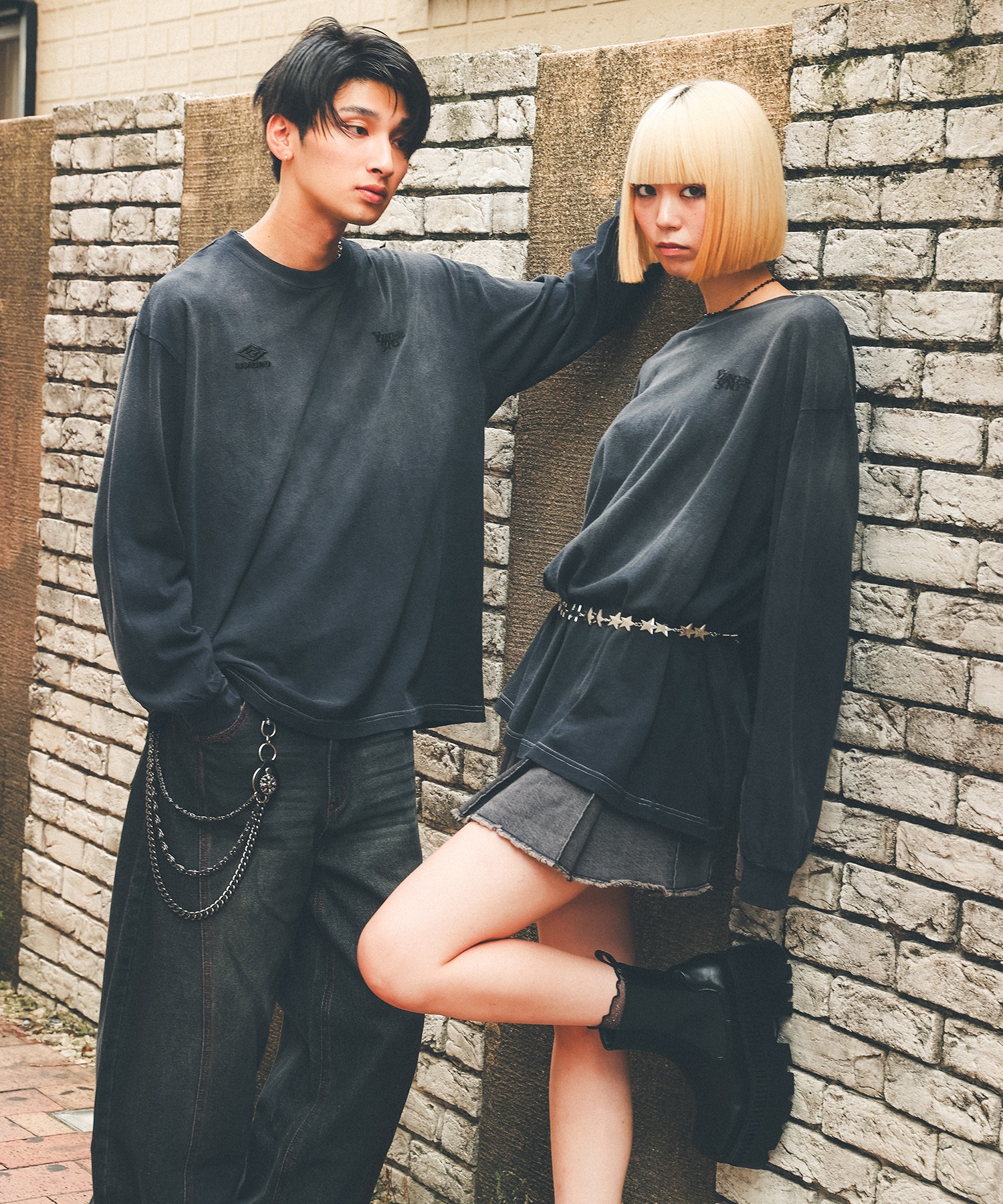 UMBRO アンブロ × Younger Song ヤンガーソング コラボ 長袖 Tシャツ ロンT MD27-LST02A ムラサキスポーツ限定(BLACK-S)