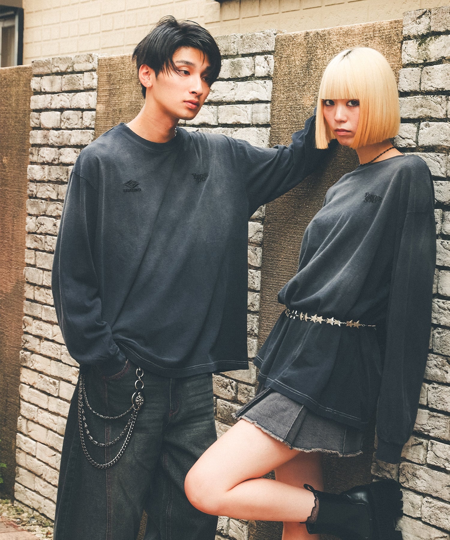 UMBRO アンブロ × Younger Song ヤンガーソング コラボ 長袖 Tシャツ ロンT MD27-LST02B ムラサキスポーツ限定(BLACK-S)