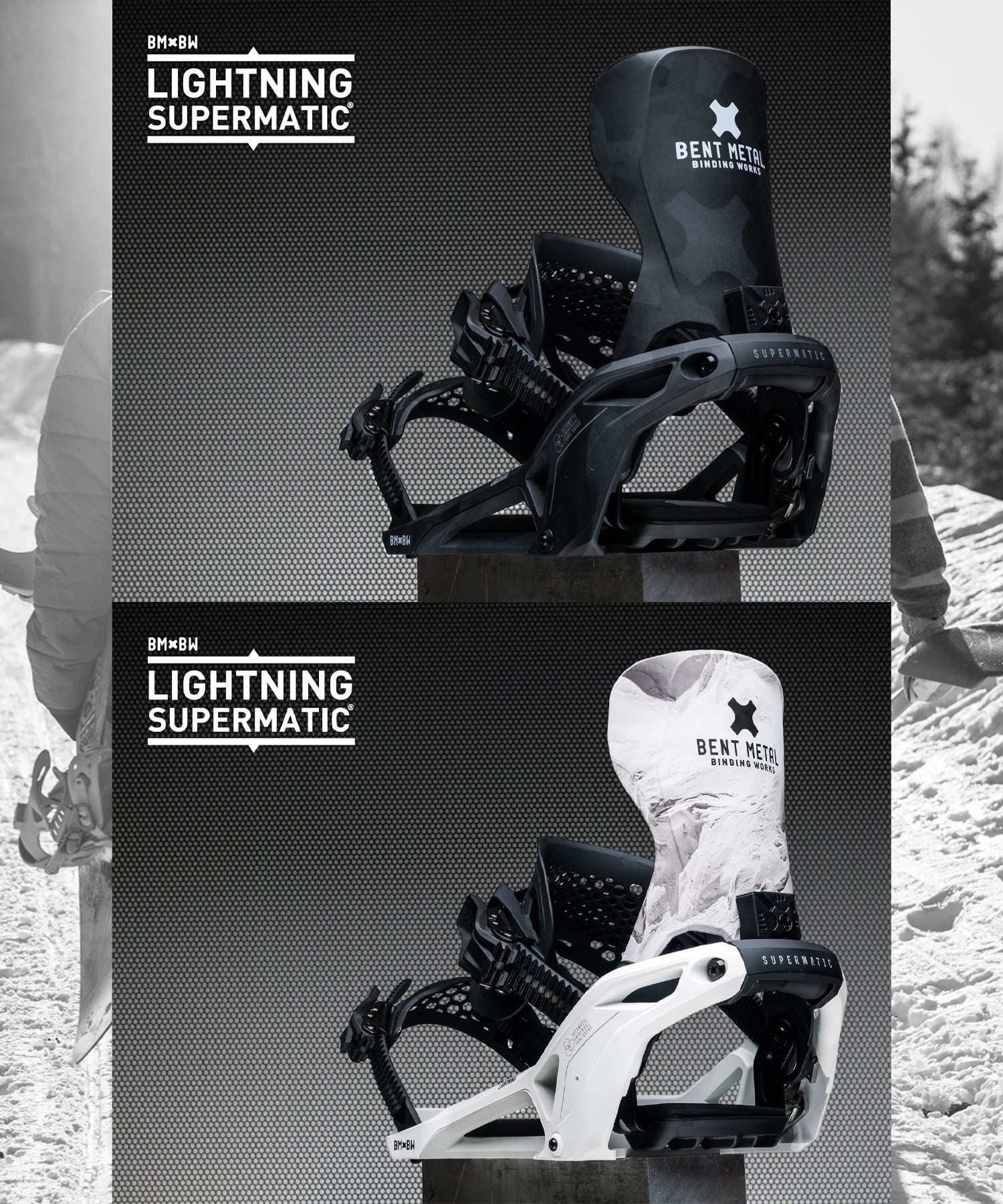 BENT METAL ベントメタル スノーボード バインディング ビンディング メンズ LIGHTNING SUPERMATIC 25-26モデル MM B15【2526】(WHITE-M)