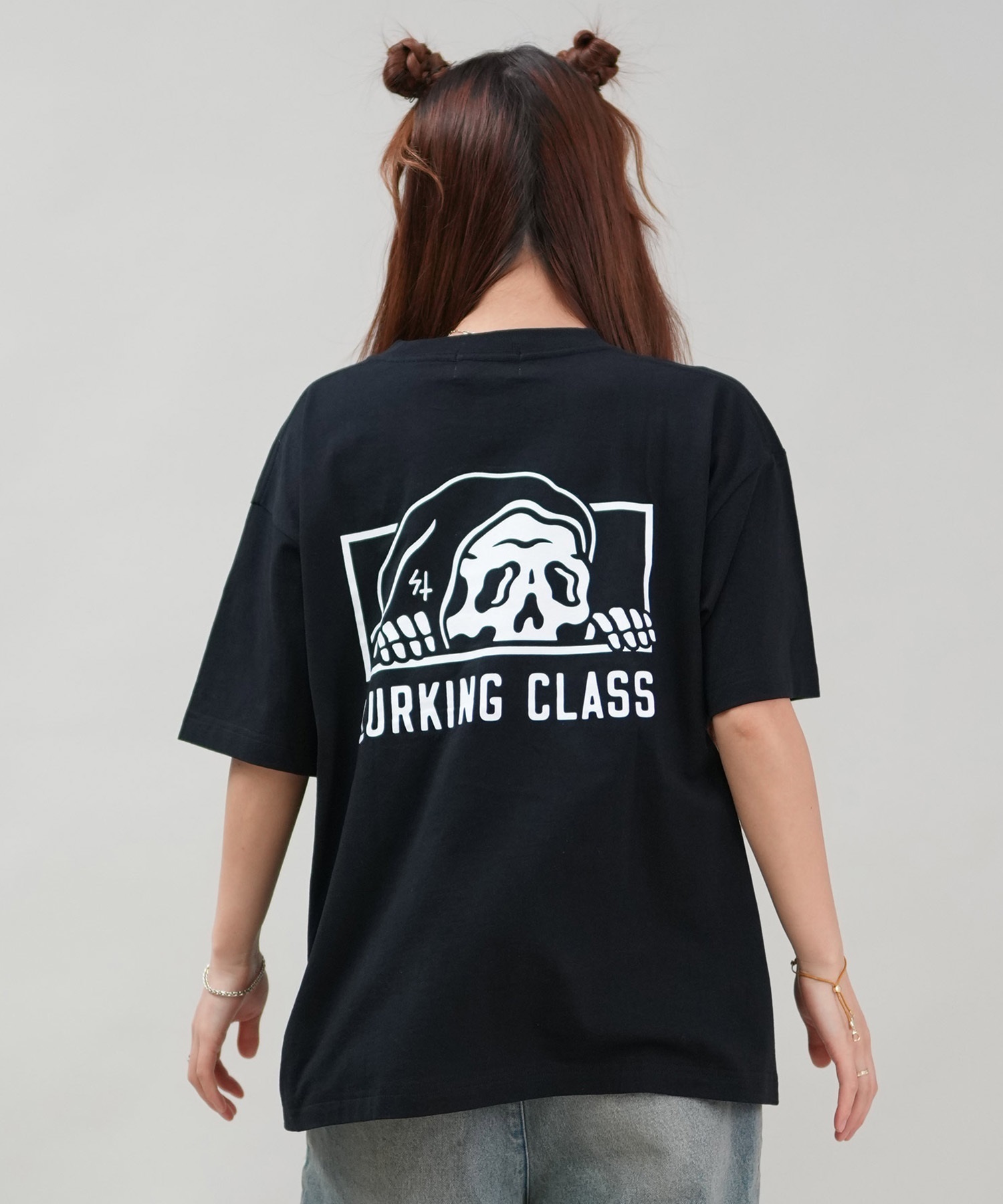 LURKING CLASS ラーキングクラス 半袖 Tシャツ レディース オーバーサイズ ユニセックス ST25STM01W ムラサキスポーツ限定(BLACK-M)