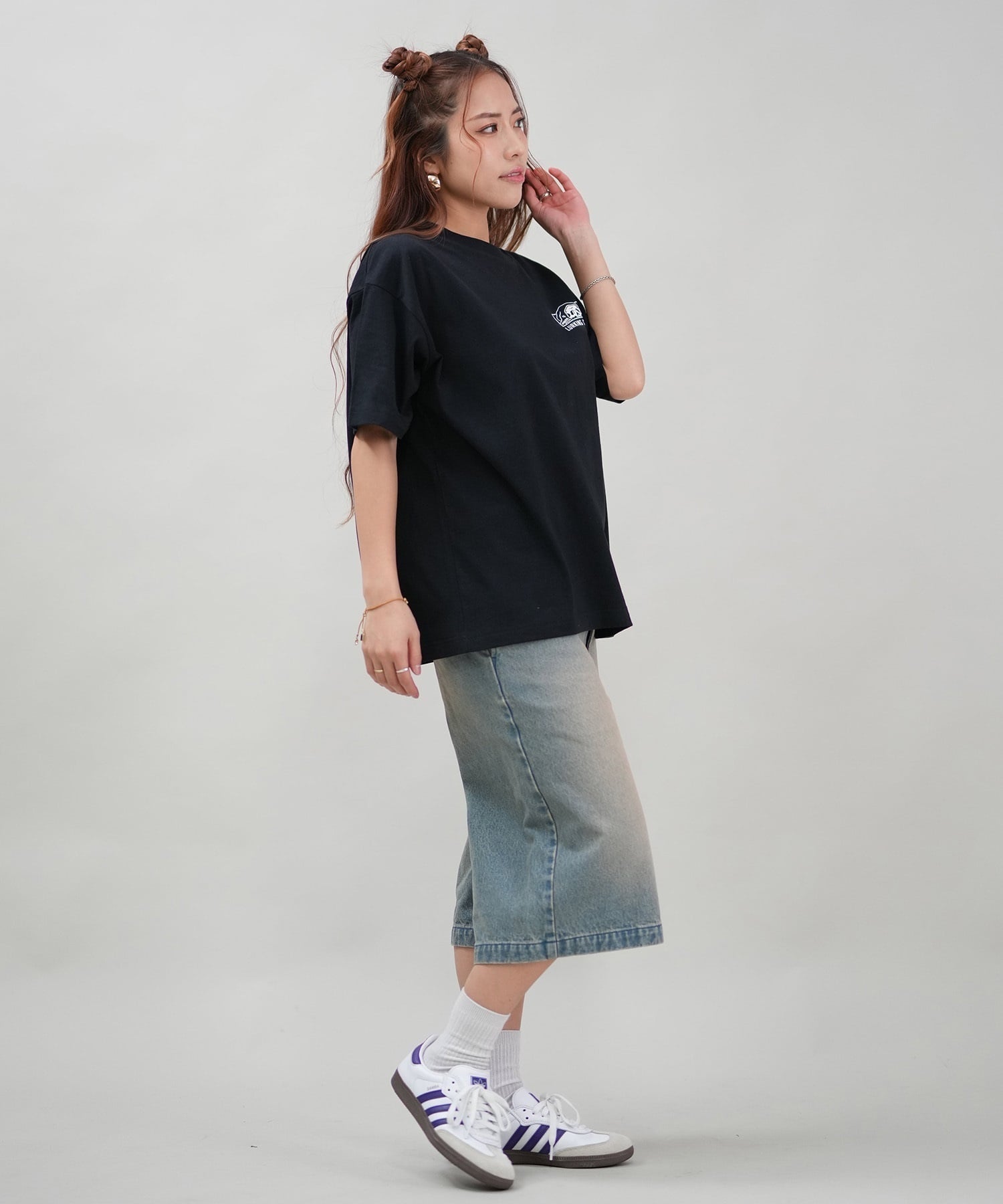 LURKING CLASS ラーキングクラス 半袖 Tシャツ レディース オーバーサイズ ユニセックス ST25STM01W ムラサキスポーツ限定(BLACK-M)