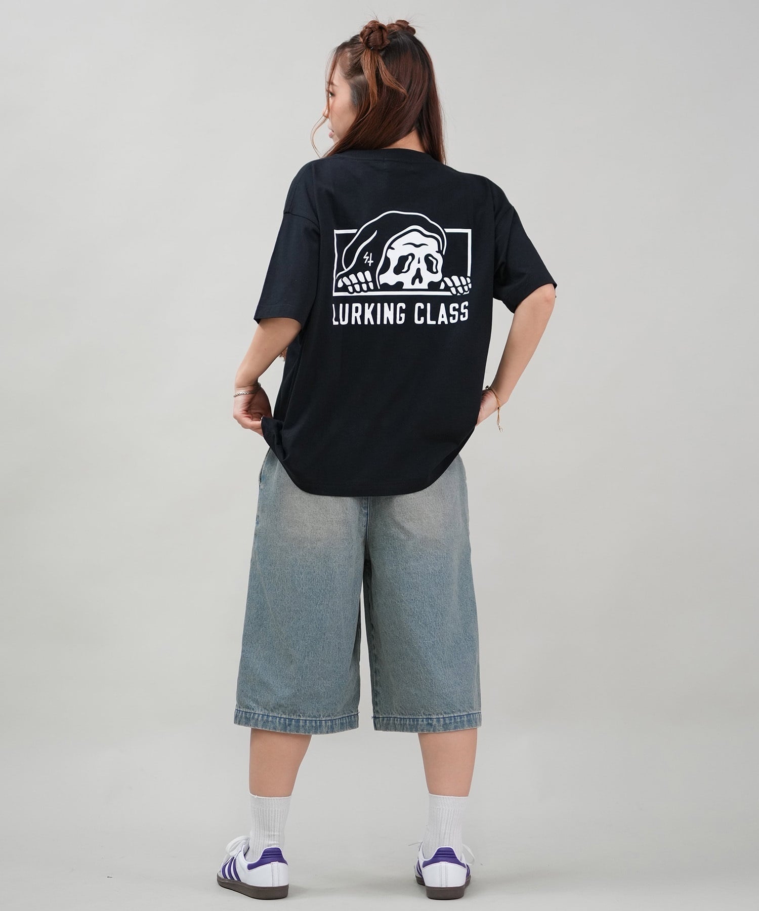 LURKING CLASS ラーキングクラス 半袖 Tシャツ レディース オーバーサイズ ユニセックス ST25STM01W ムラサキスポーツ限定(BLACK-M)