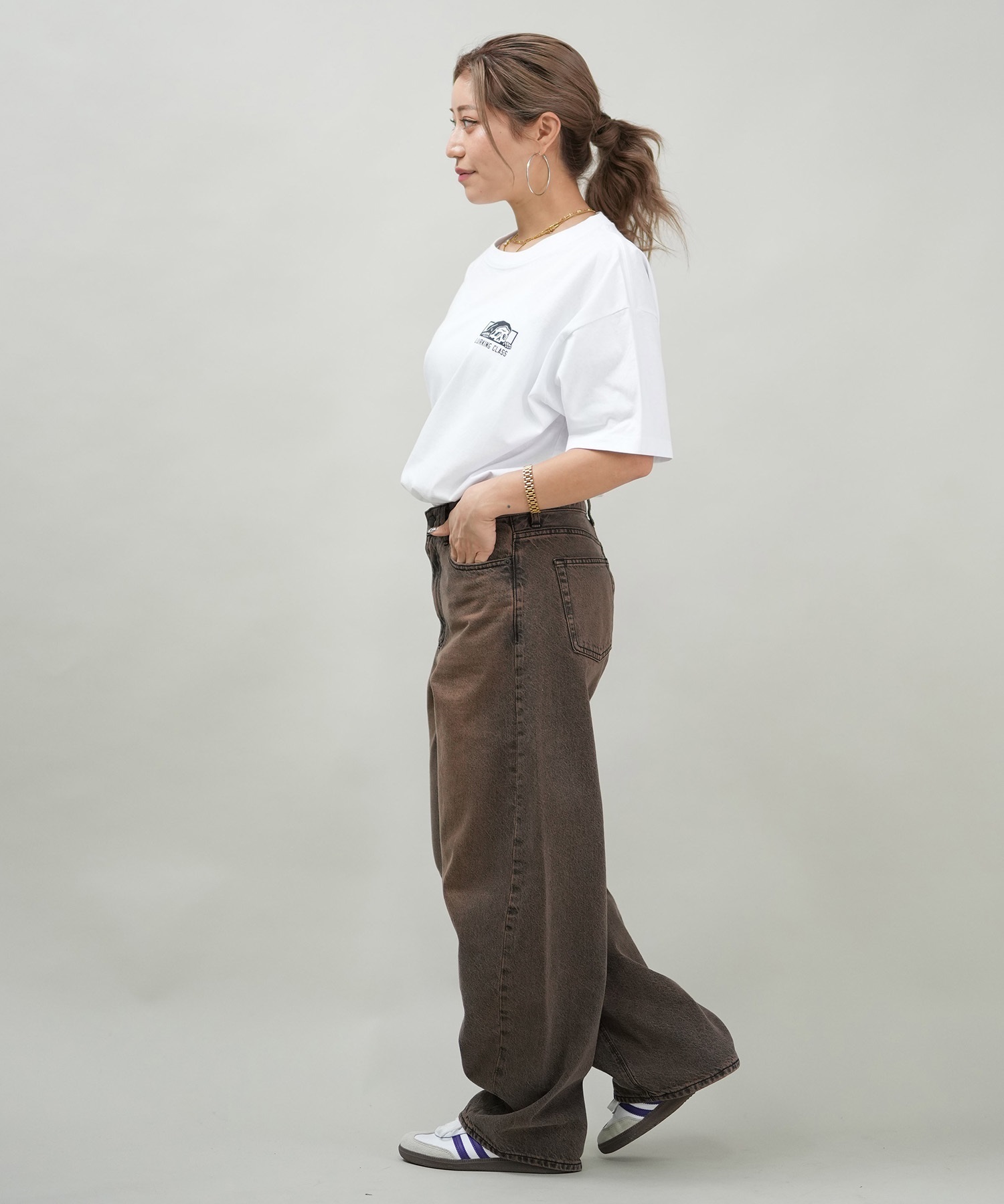 LURKING CLASS ラーキングクラス 半袖 Tシャツ レディース オーバーサイズ ユニセックス ST25STM01W ムラサキスポーツ限定(BLACK-M)