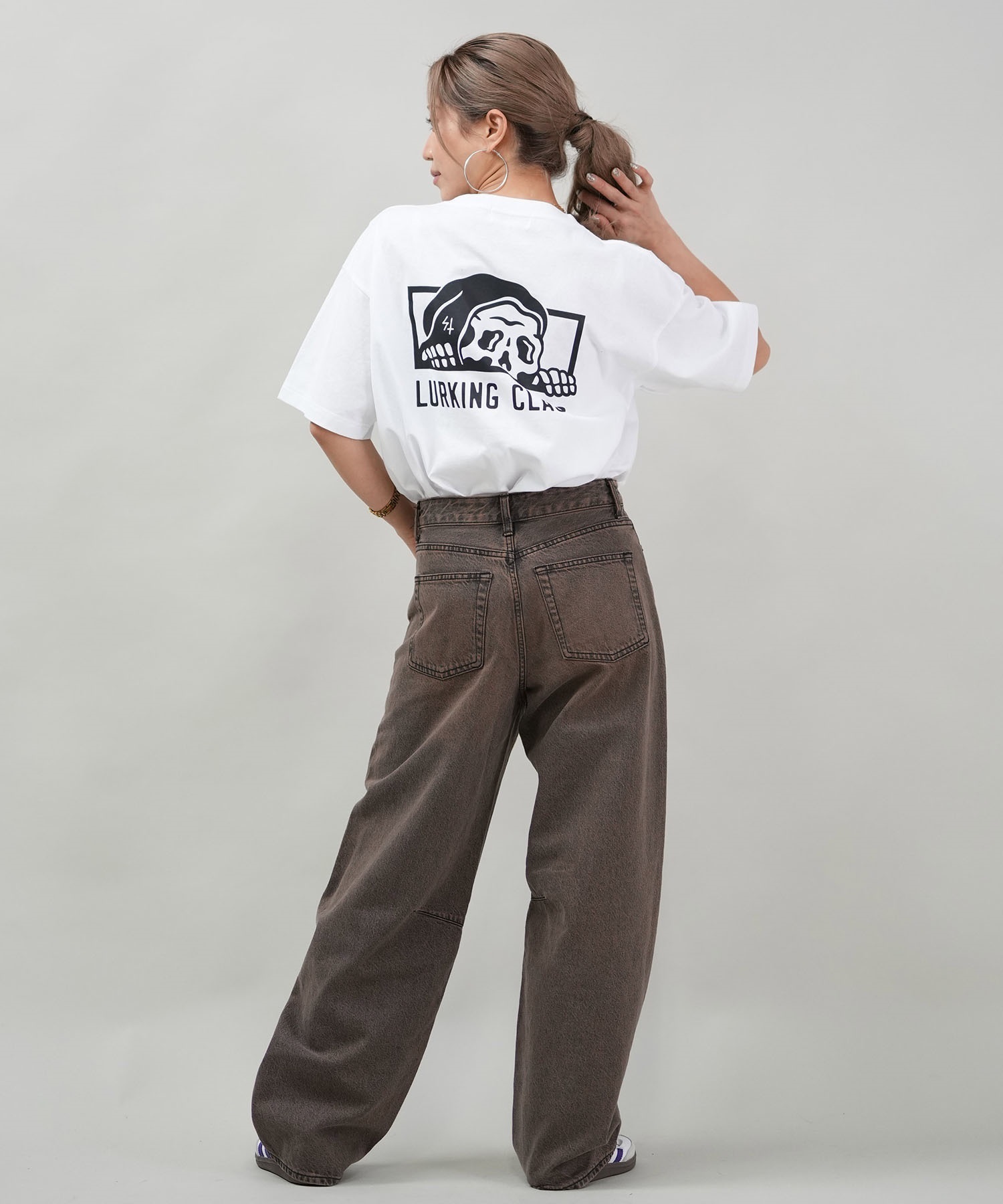 LURKING CLASS ラーキングクラス 半袖 Tシャツ レディース オーバーサイズ ユニセックス ST25STM01W ムラサキスポーツ限定(BLACK-M)