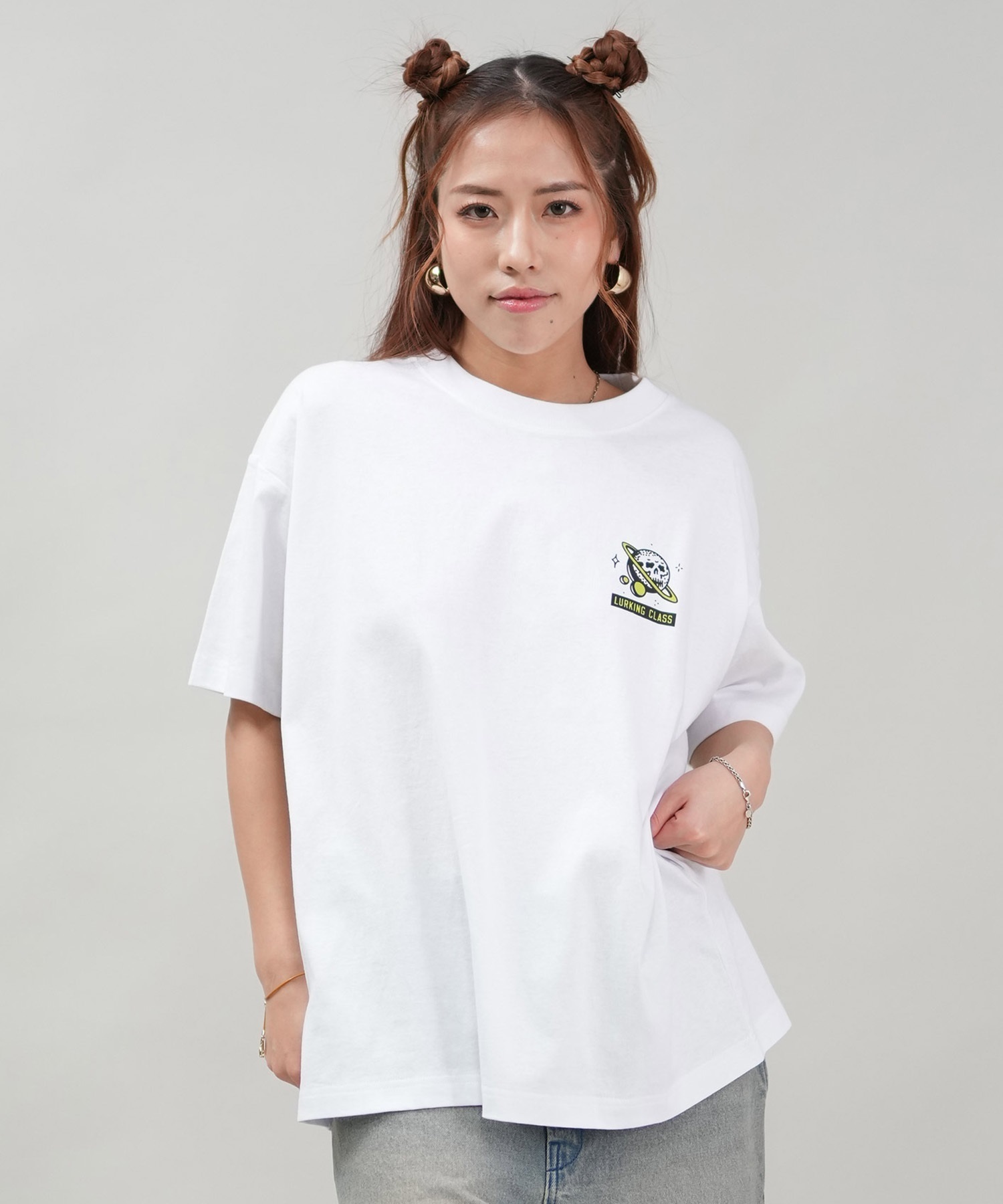 LURKING CLASS ラーキングクラス 半袖 Tシャツ レディース オーバーサイズ ユニセックス ST25STM02W ムラサキスポーツ限定(BLACK-M)