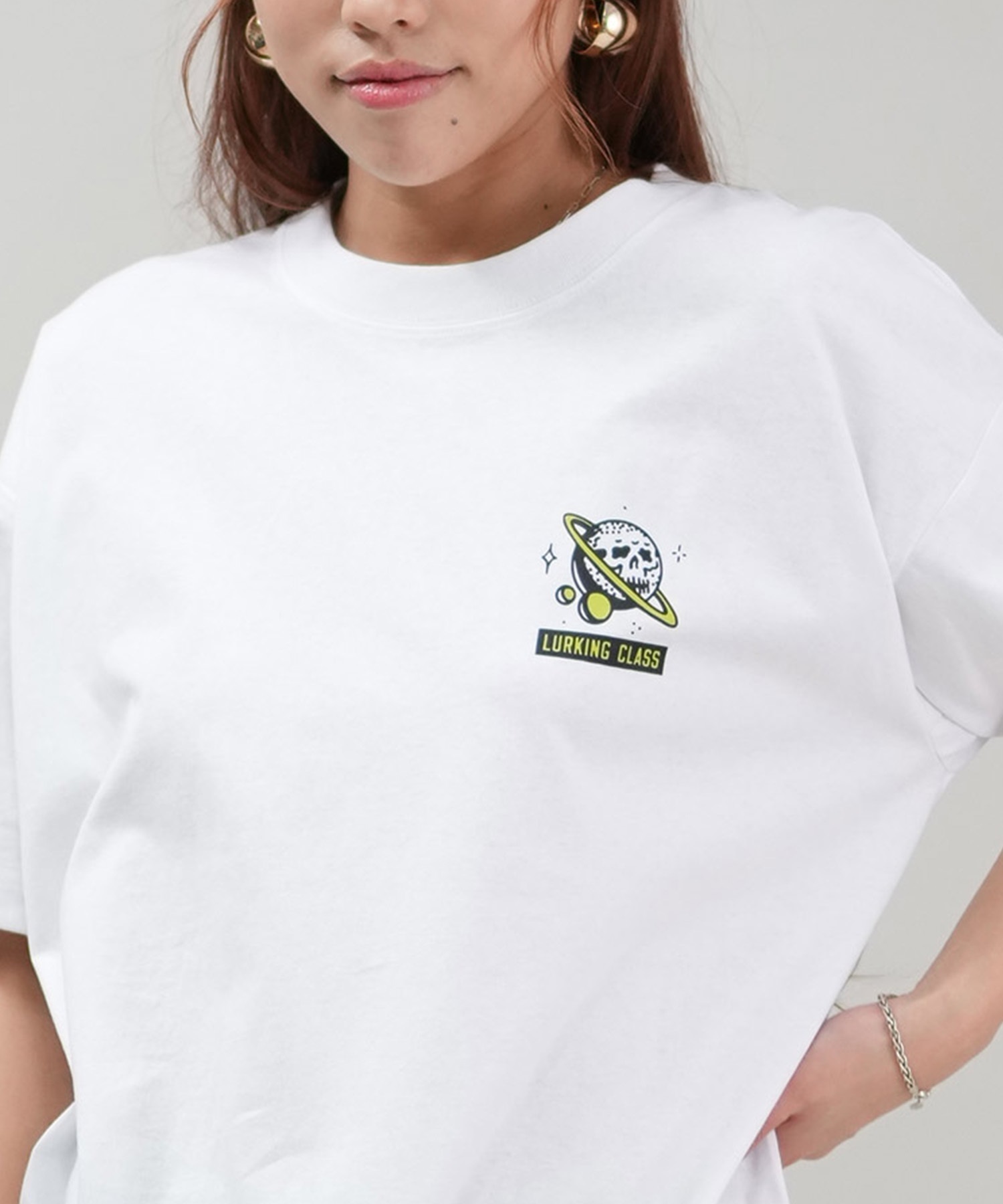 LURKING CLASS ラーキングクラス 半袖 Tシャツ レディース オーバーサイズ ユニセックス ST25STM02W ムラサキスポーツ限定(BLACK-M)