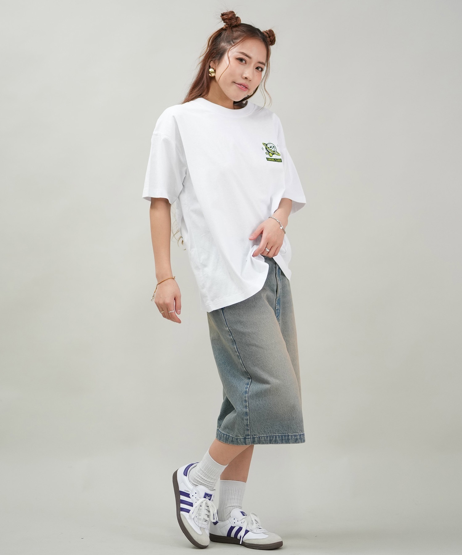 LURKING CLASS ラーキングクラス 半袖 Tシャツ レディース オーバーサイズ ユニセックス ST25STM02W ムラサキスポーツ限定(BLACK-M)