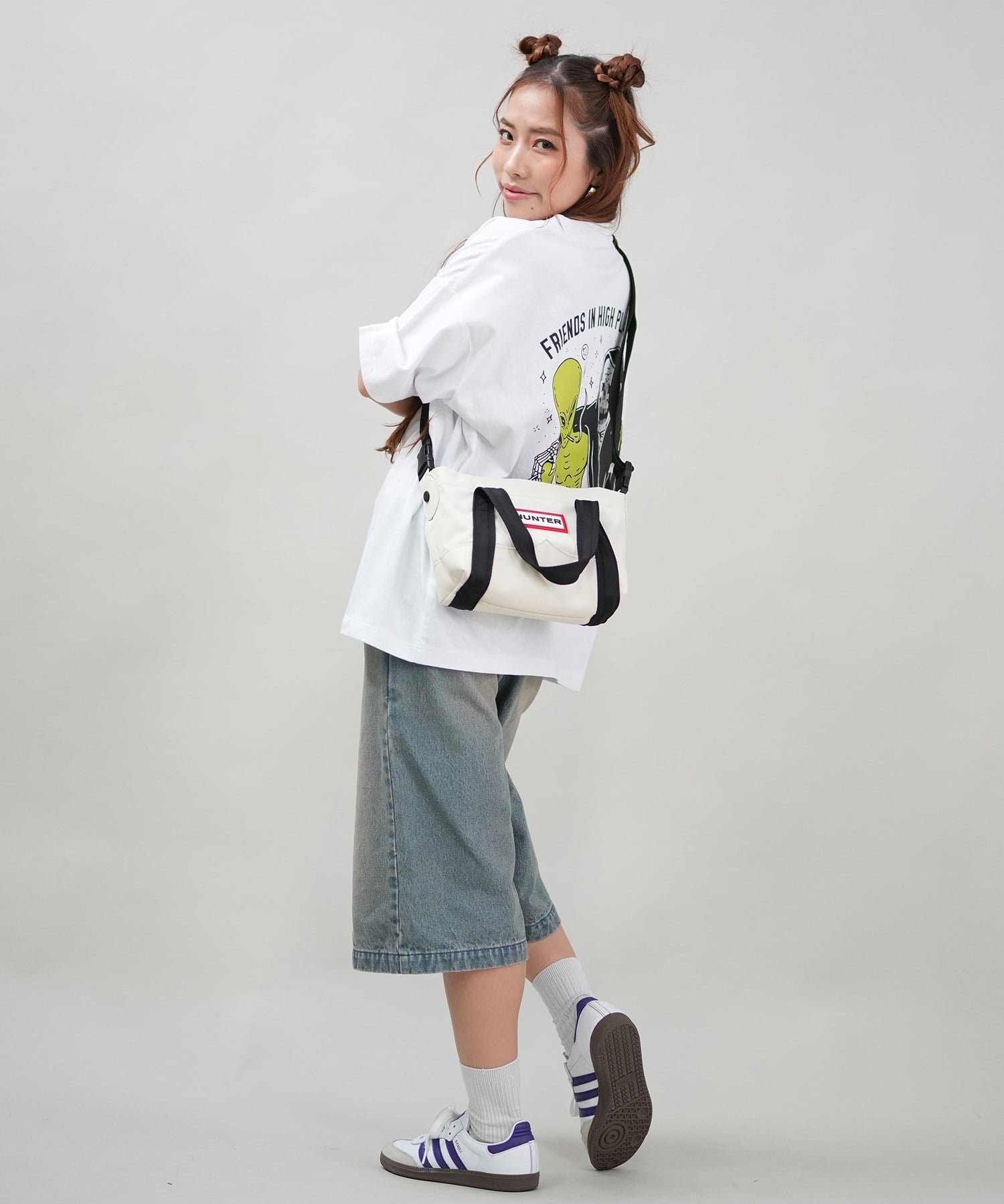 LURKING CLASS ラーキングクラス 半袖 Tシャツ レディース オーバーサイズ ユニセックス ST25STM02W ムラサキスポーツ限定(BLACK-M)