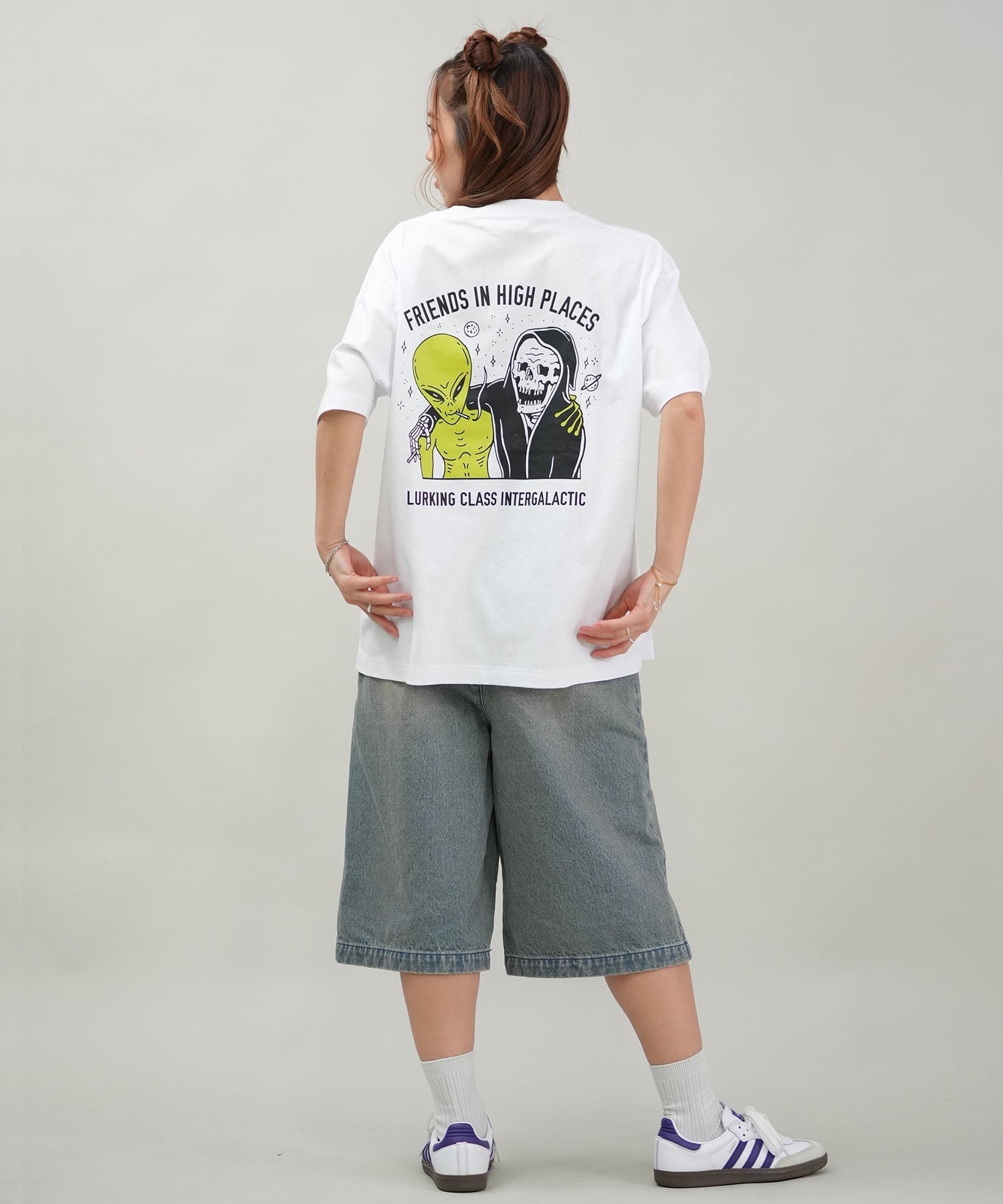 LURKING CLASS ラーキングクラス 半袖 Tシャツ レディース オーバーサイズ ユニセックス ST25STM02W ムラサキスポーツ限定(BLACK-M)