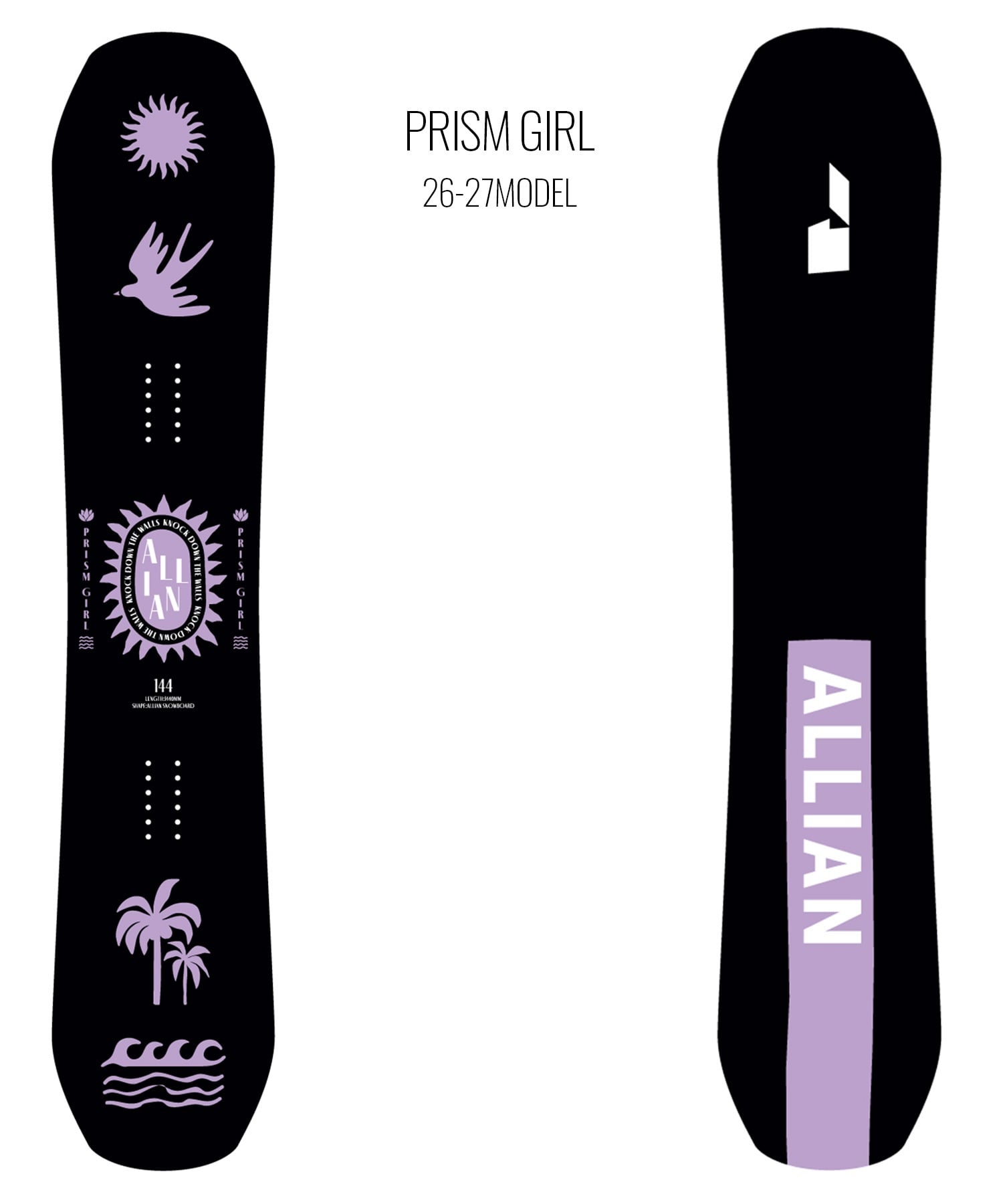 ALLIAN アライアン プリズムガール PRISM GIRL スノーボード 板 フリーラン カービング キッカー レディース 26-27 早期購入(BK/PU-144cm)