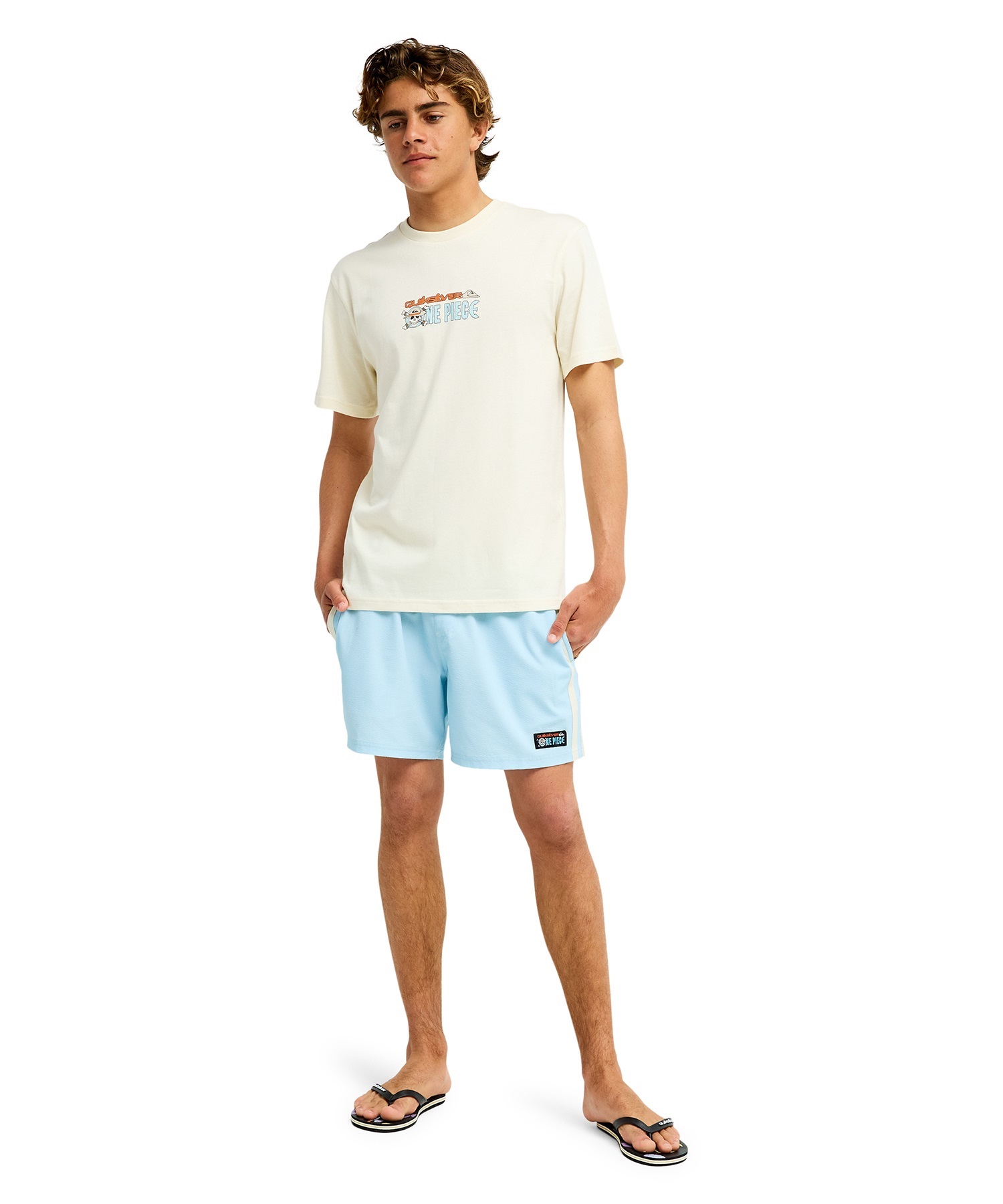 QUIKSILVER クイックシルバー 半袖 Tシャツ メンズ コラボ ONE PIECE X QUIKSILVER PIRATES ISLAND SS EQYZT08508(BWT-S)
