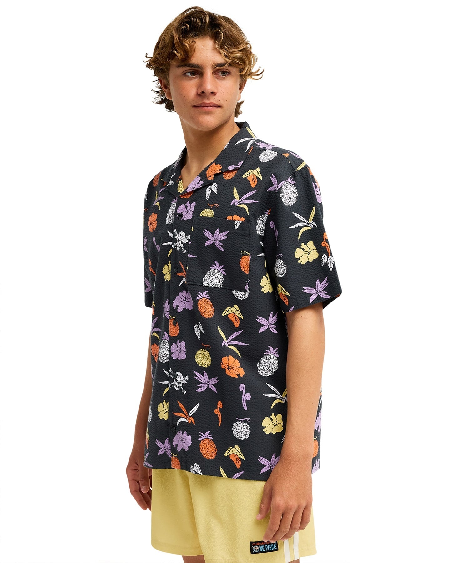 QUIKSILVER クイックシルバー 半袖 シャツ メンズ コラボ ONE PIECE X QUIKSILVER GOMU NO MI SHIRT EQYWT04717(PHM6-M)