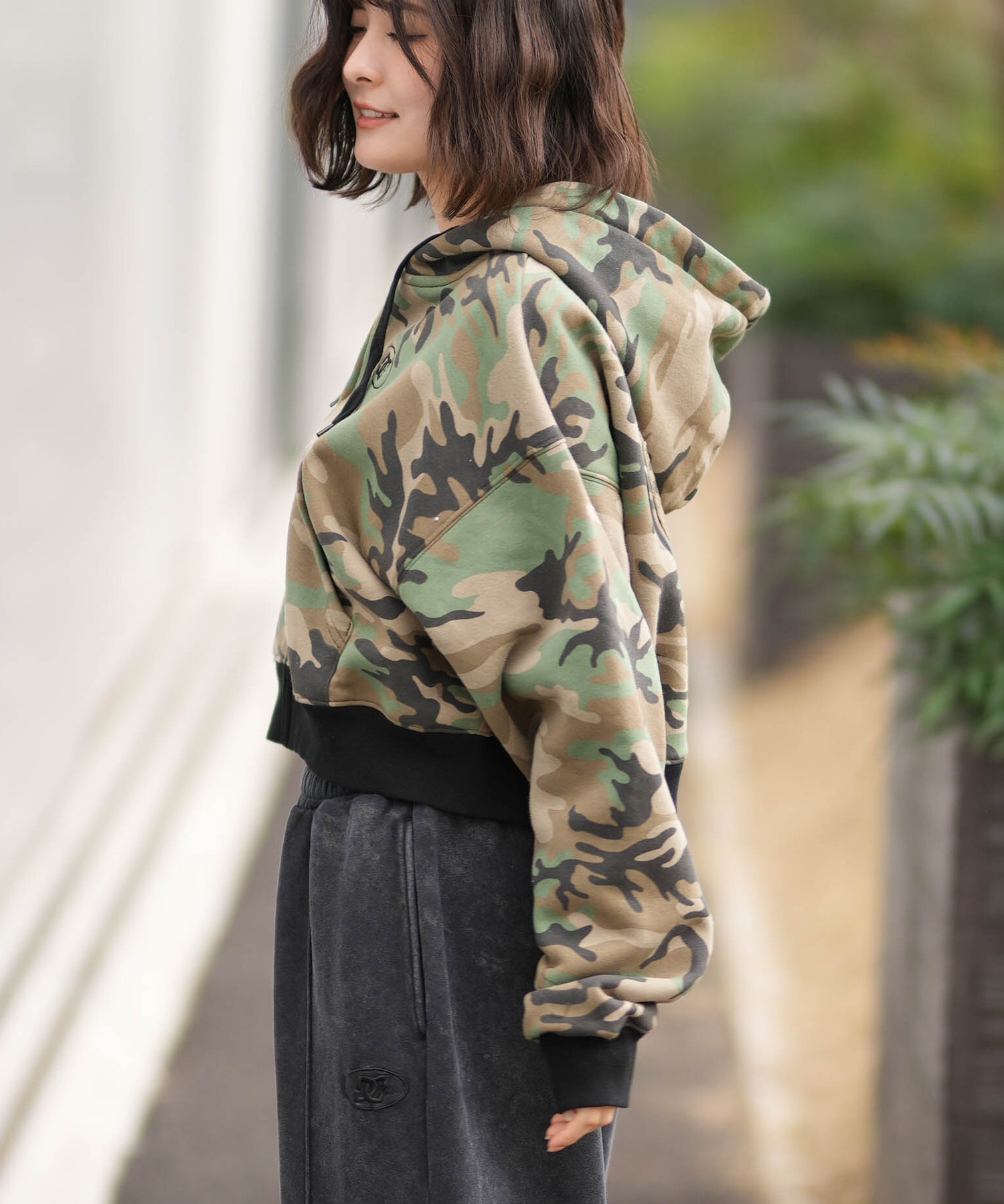 DC ディーシー ジップアップ パーカー レディース クロップド丈 ショート丈 26 WS HIDDEN SHORT Z LZH261309(BKS-M)